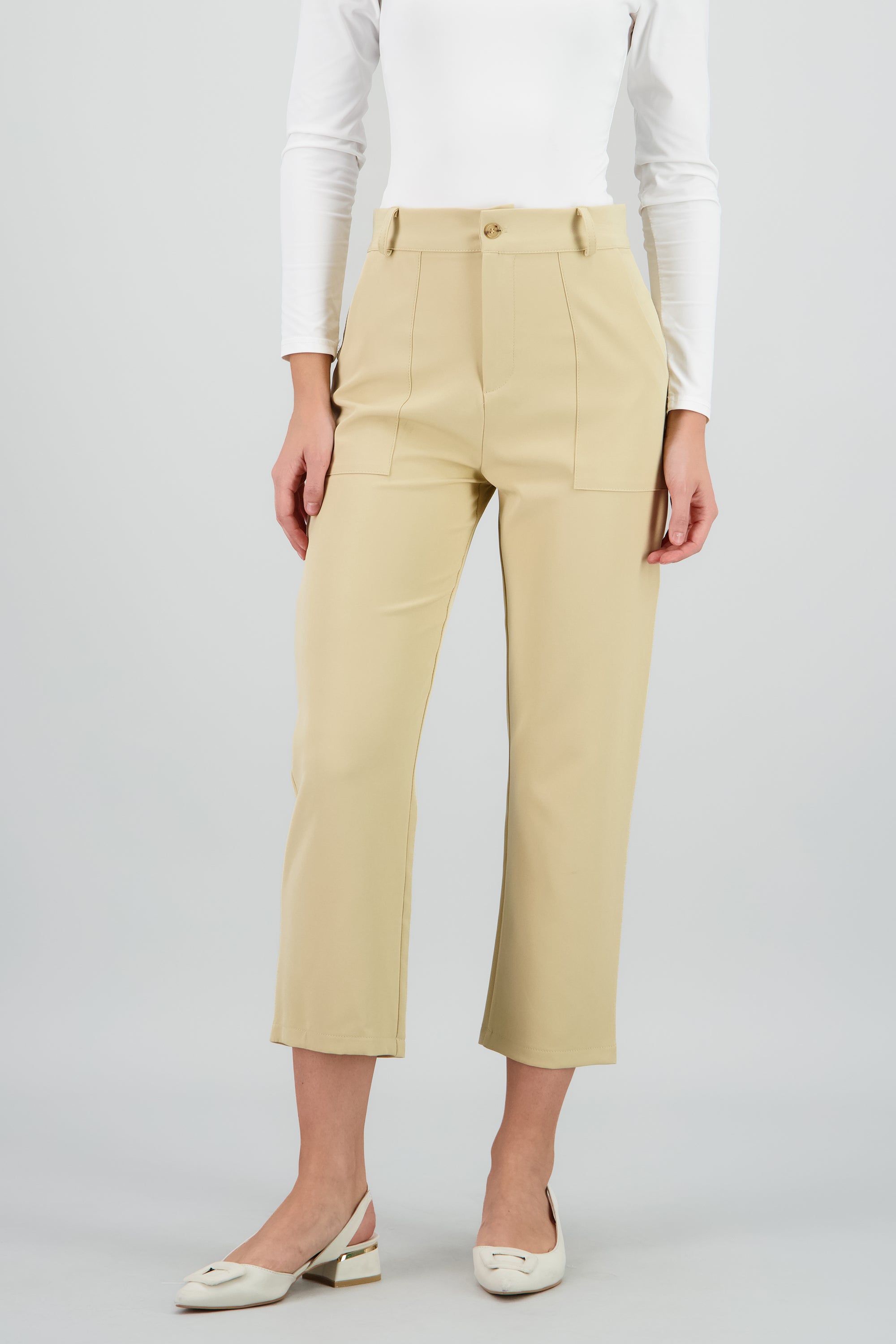 Pantalón Cintura Alta Capri Bolsas ARENA