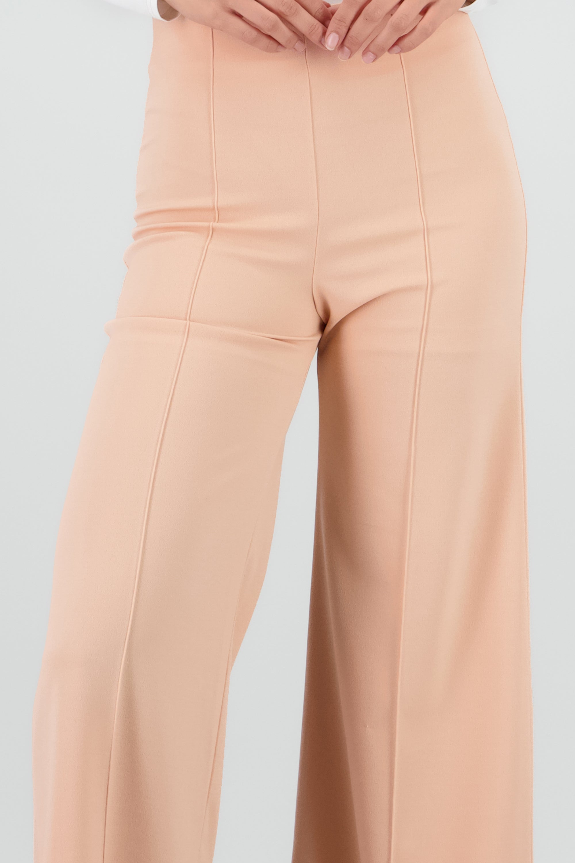 Pantalón Wide Leg Cintura Alta Costuras MANDARINA