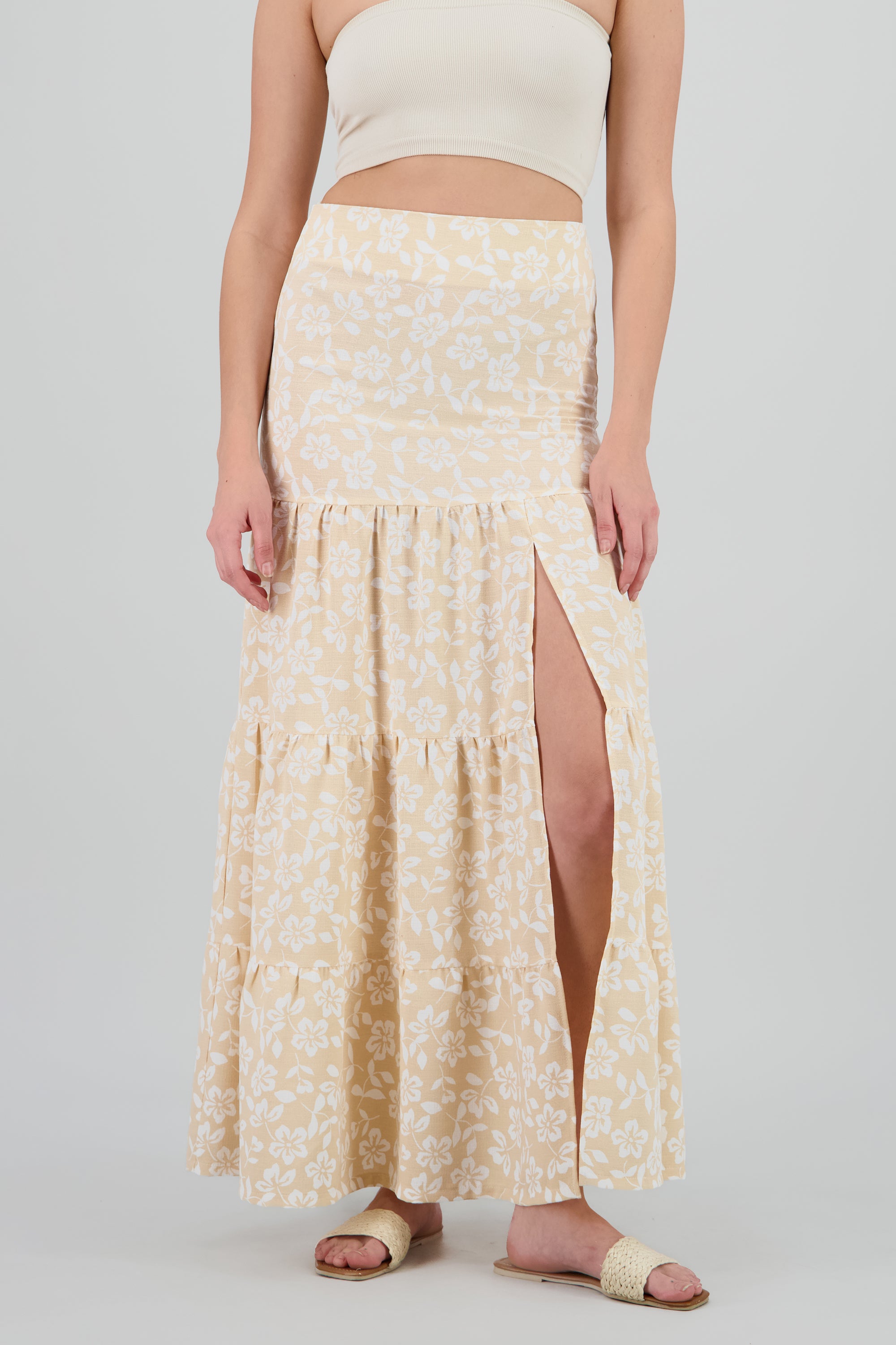 Falda maxi estampado flores BEIGE