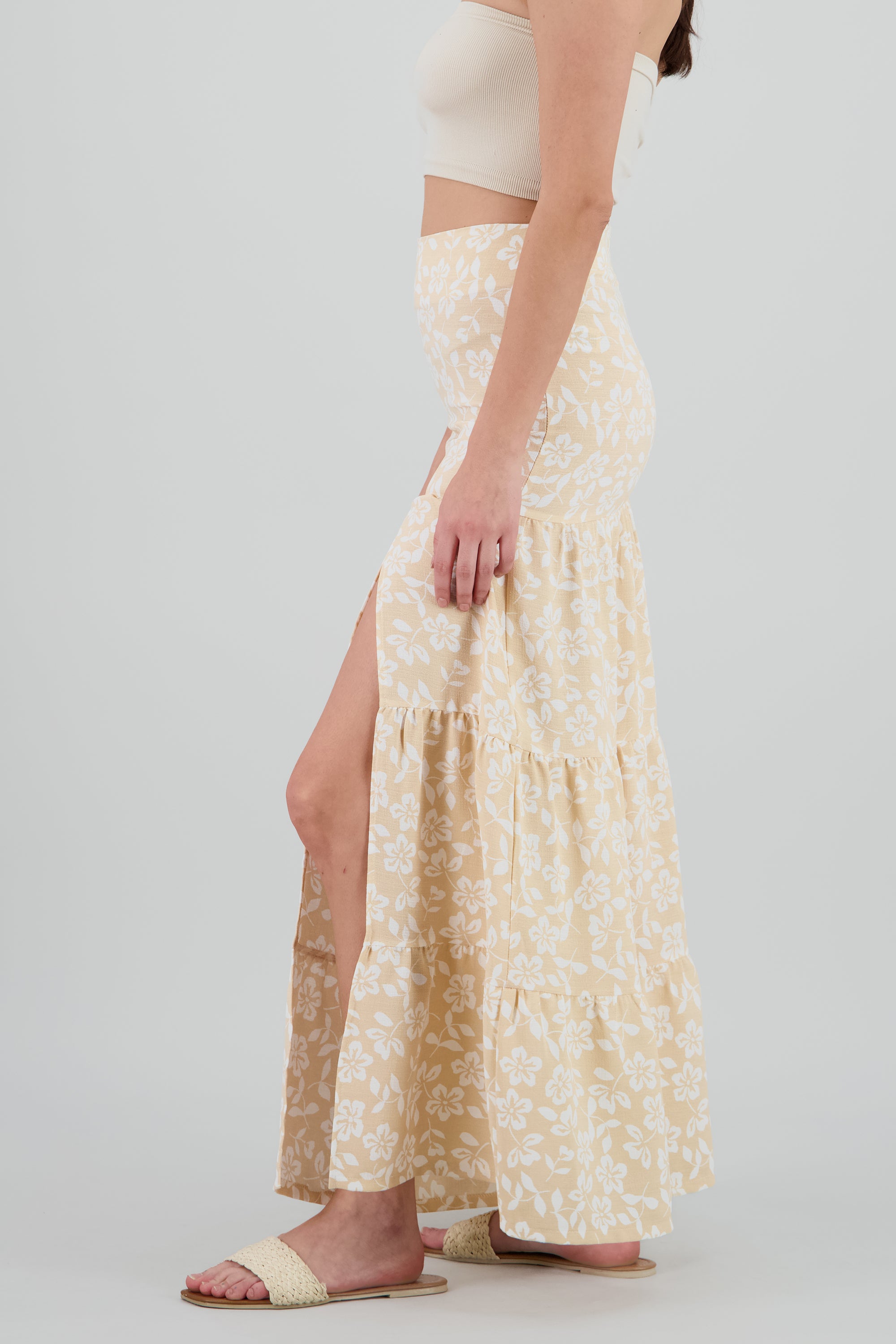 Falda maxi estampado flores BEIGE