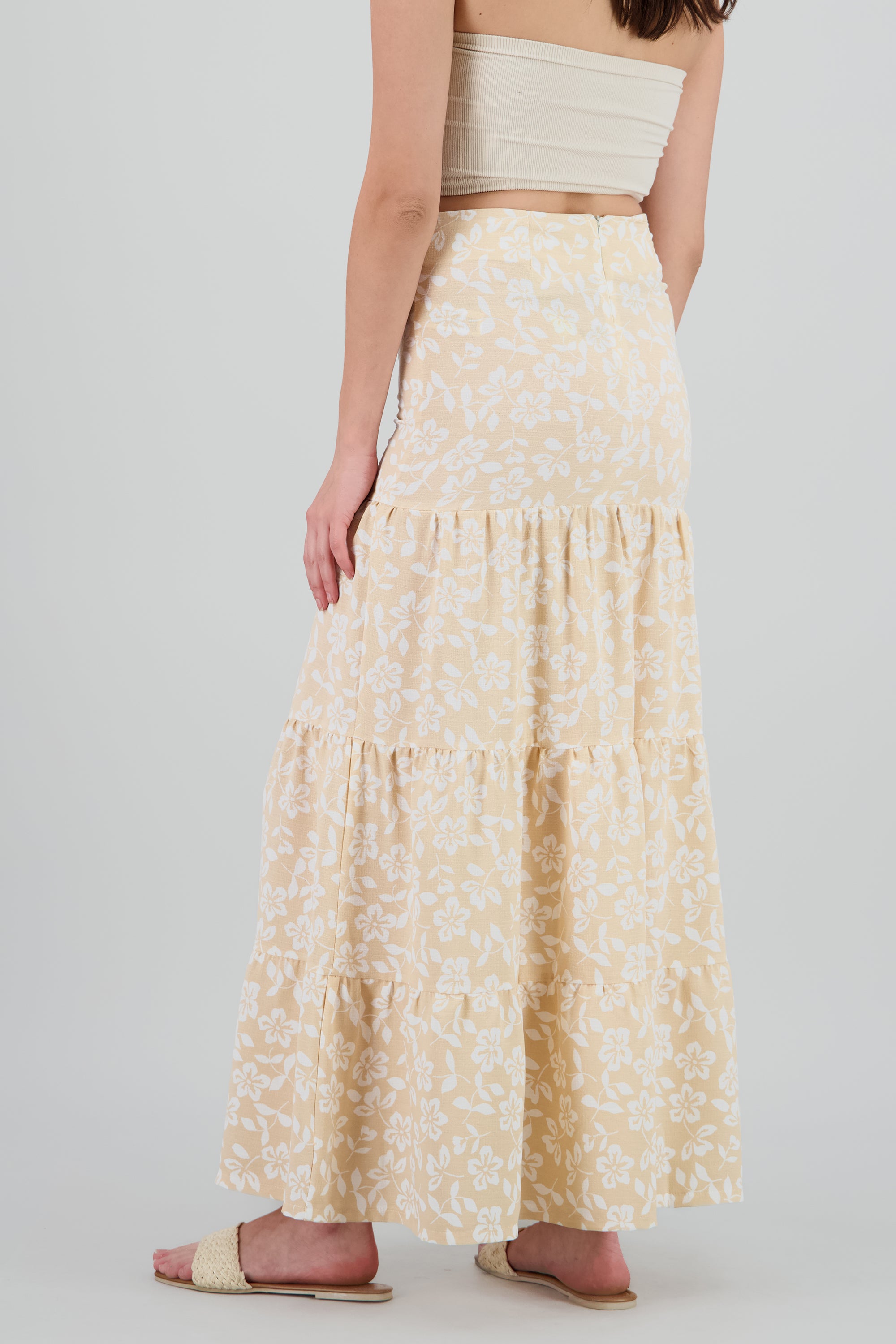 Falda maxi estampado flores BEIGE