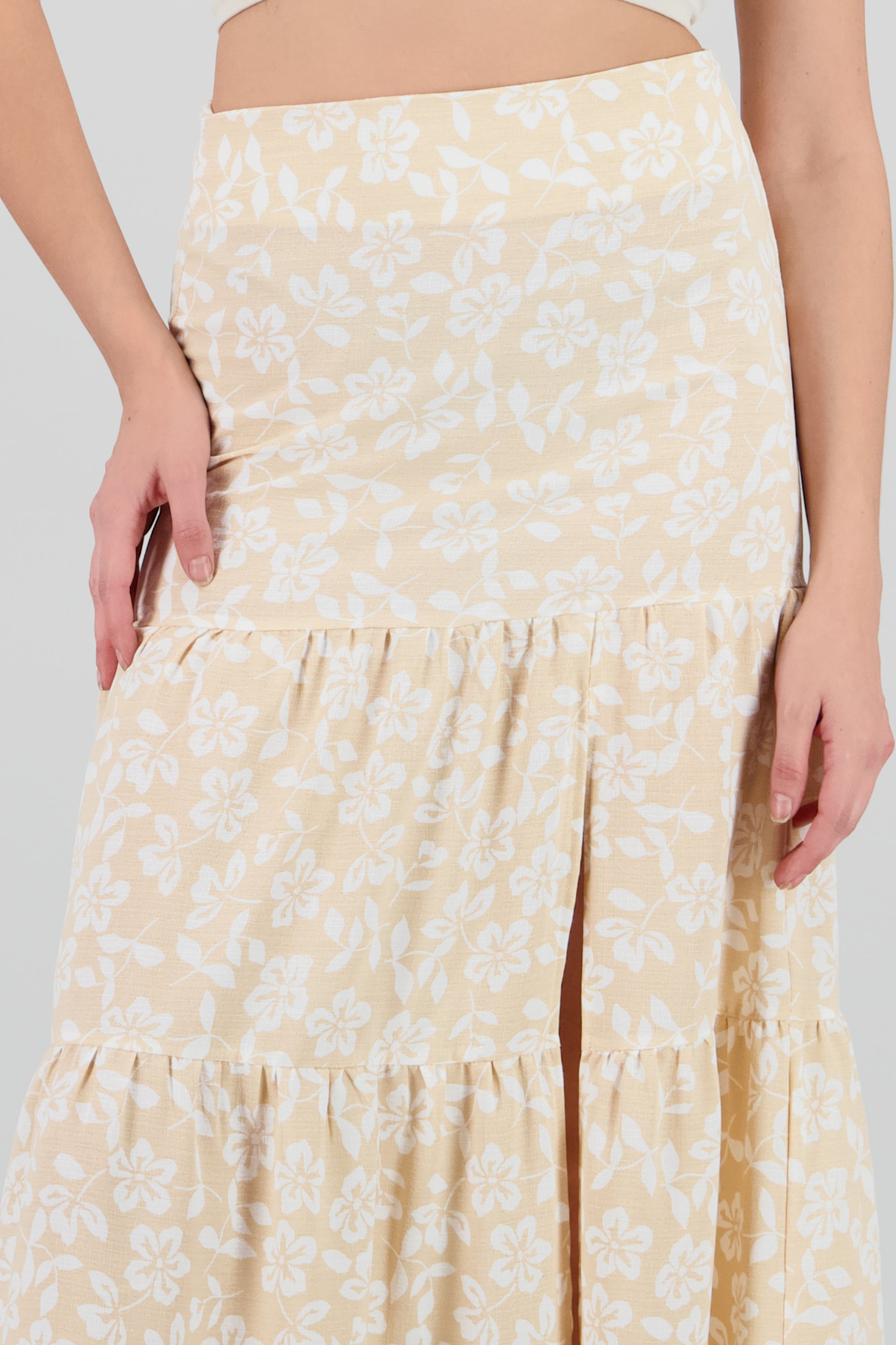 Falda maxi estampado flores BEIGE