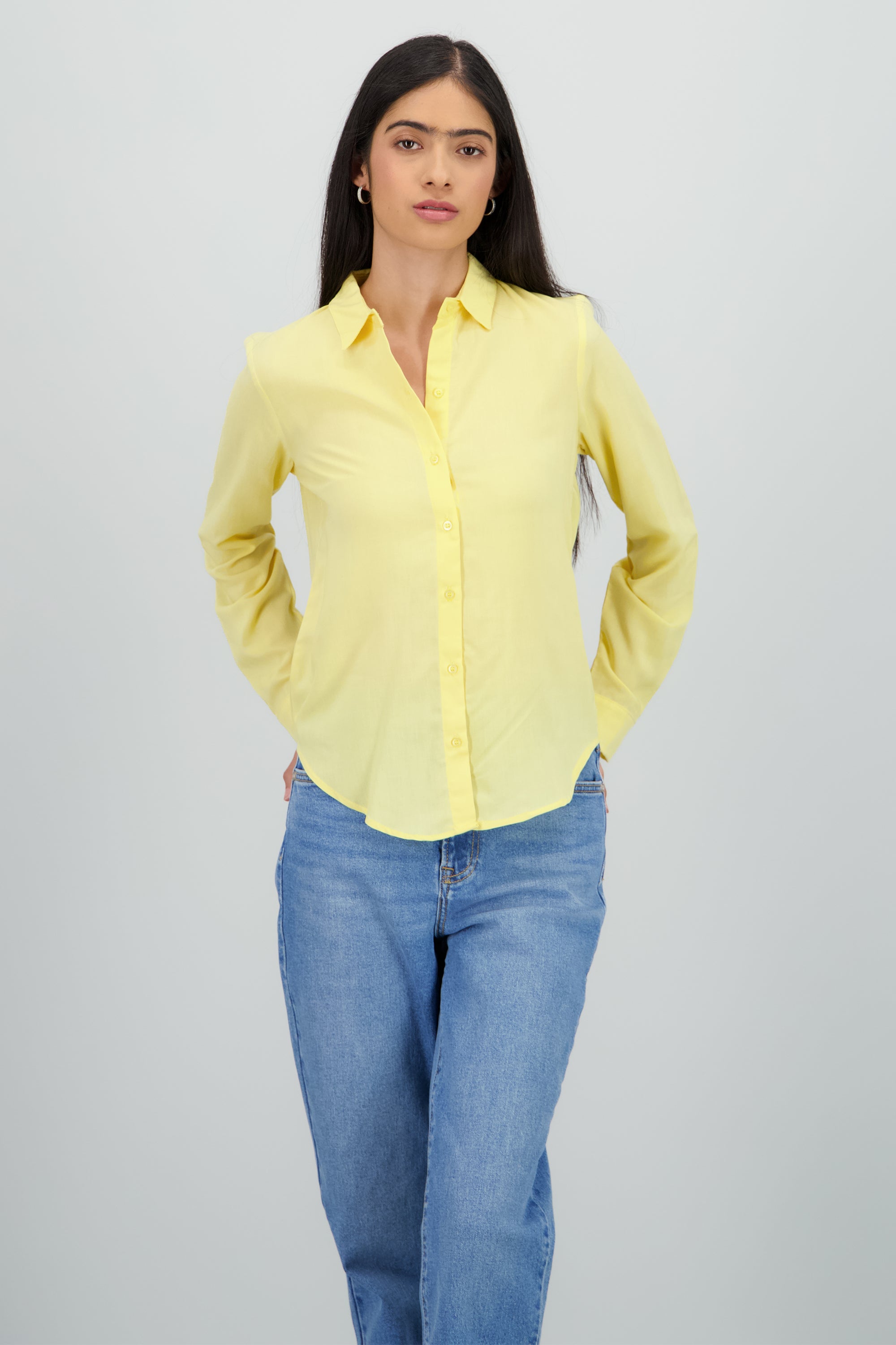 Camisa Manga Larga Lisa AMARILLO PASTEL