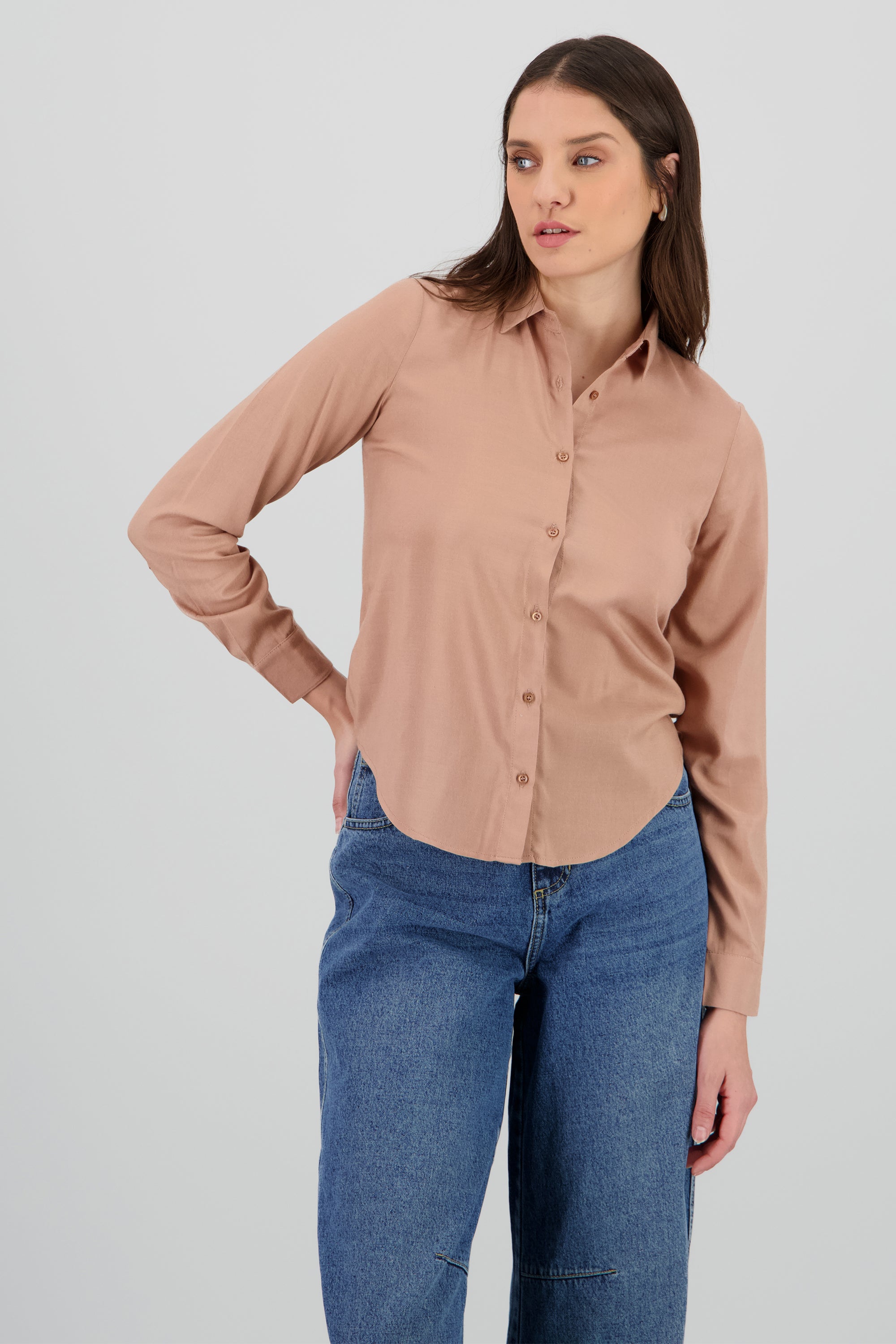 Camisa Manga Larga Lisa TAN