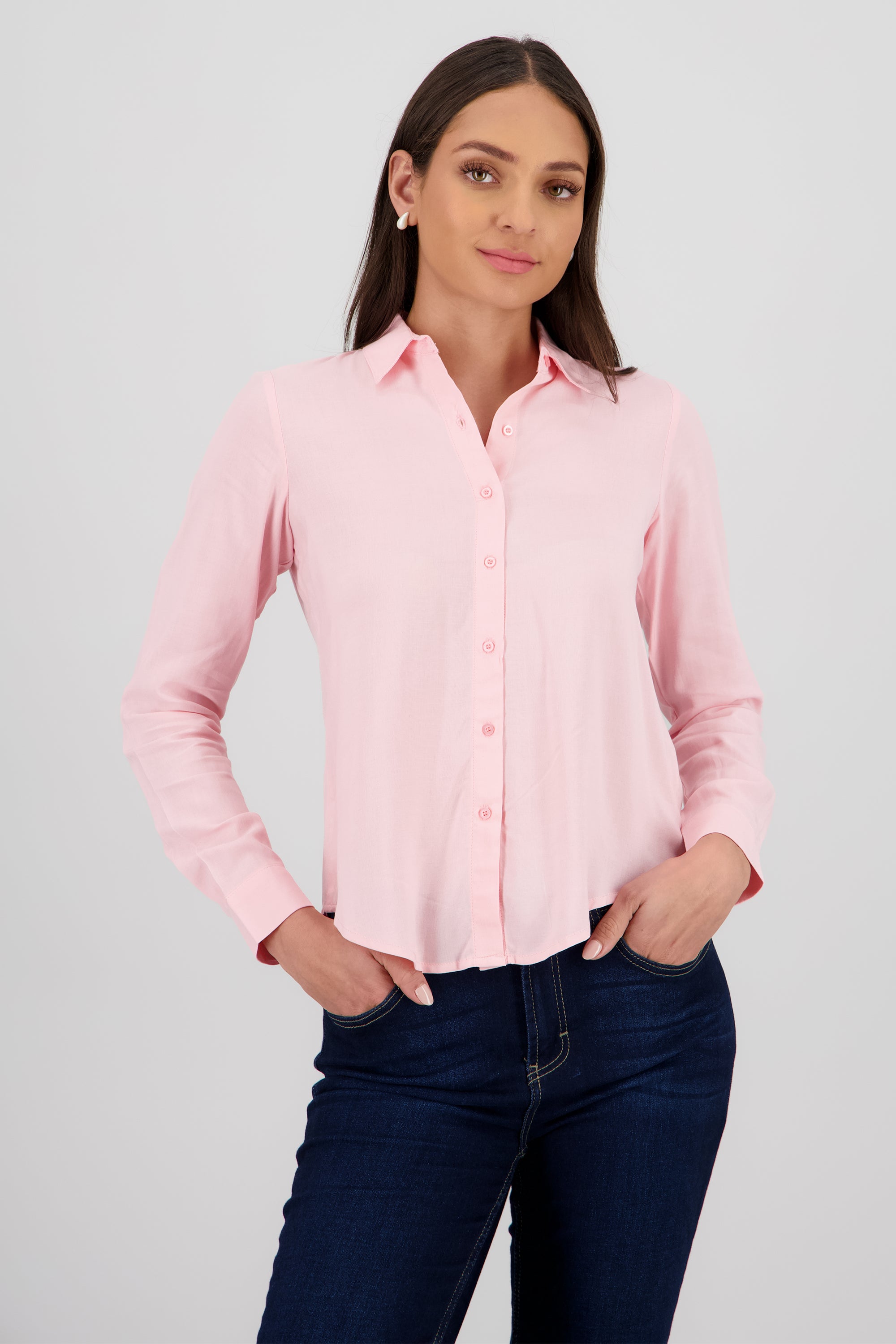 Camisa Manga Larga Lisa ROSA PASTEL