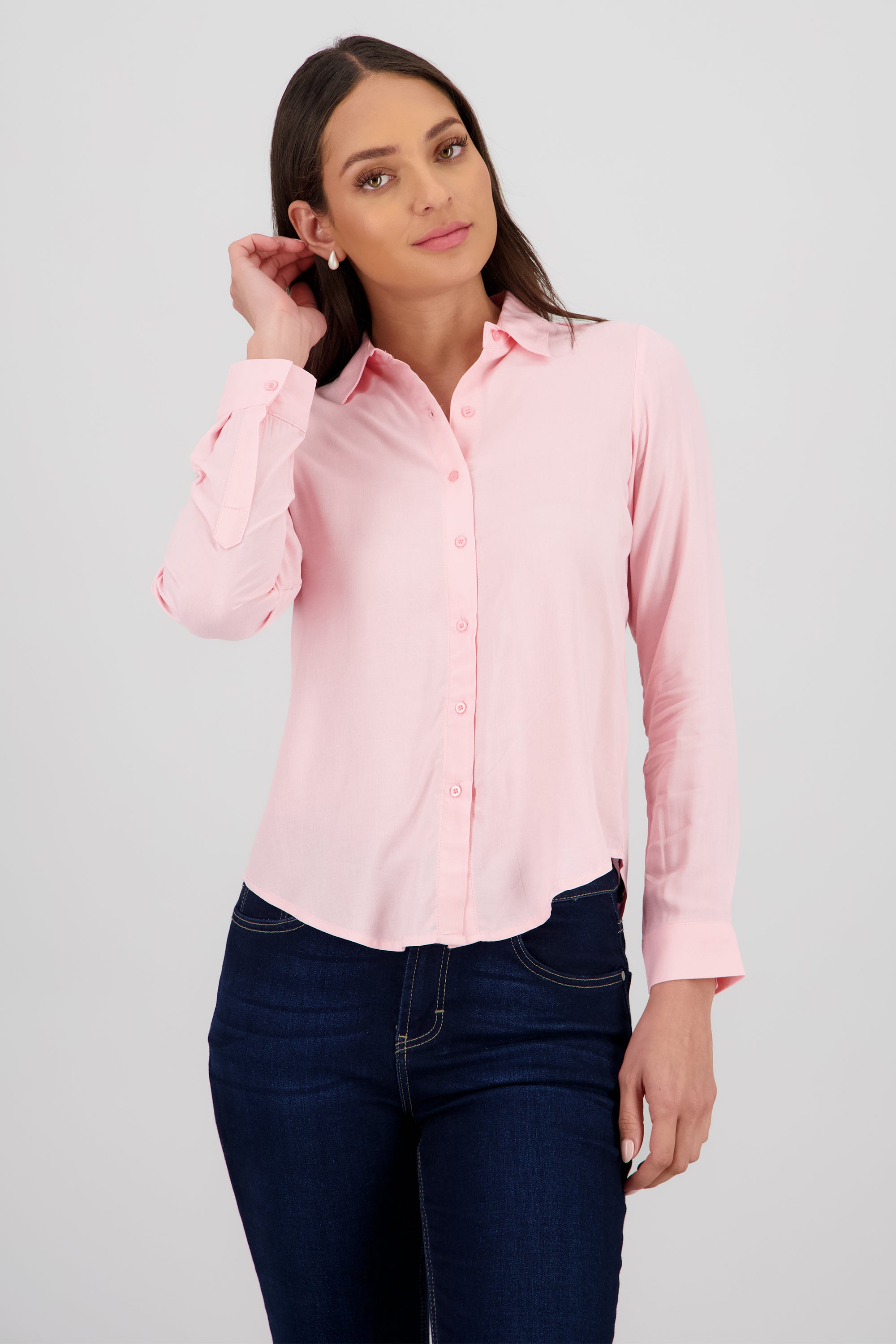 Camisa Manga Larga Lisa ROSA PASTEL