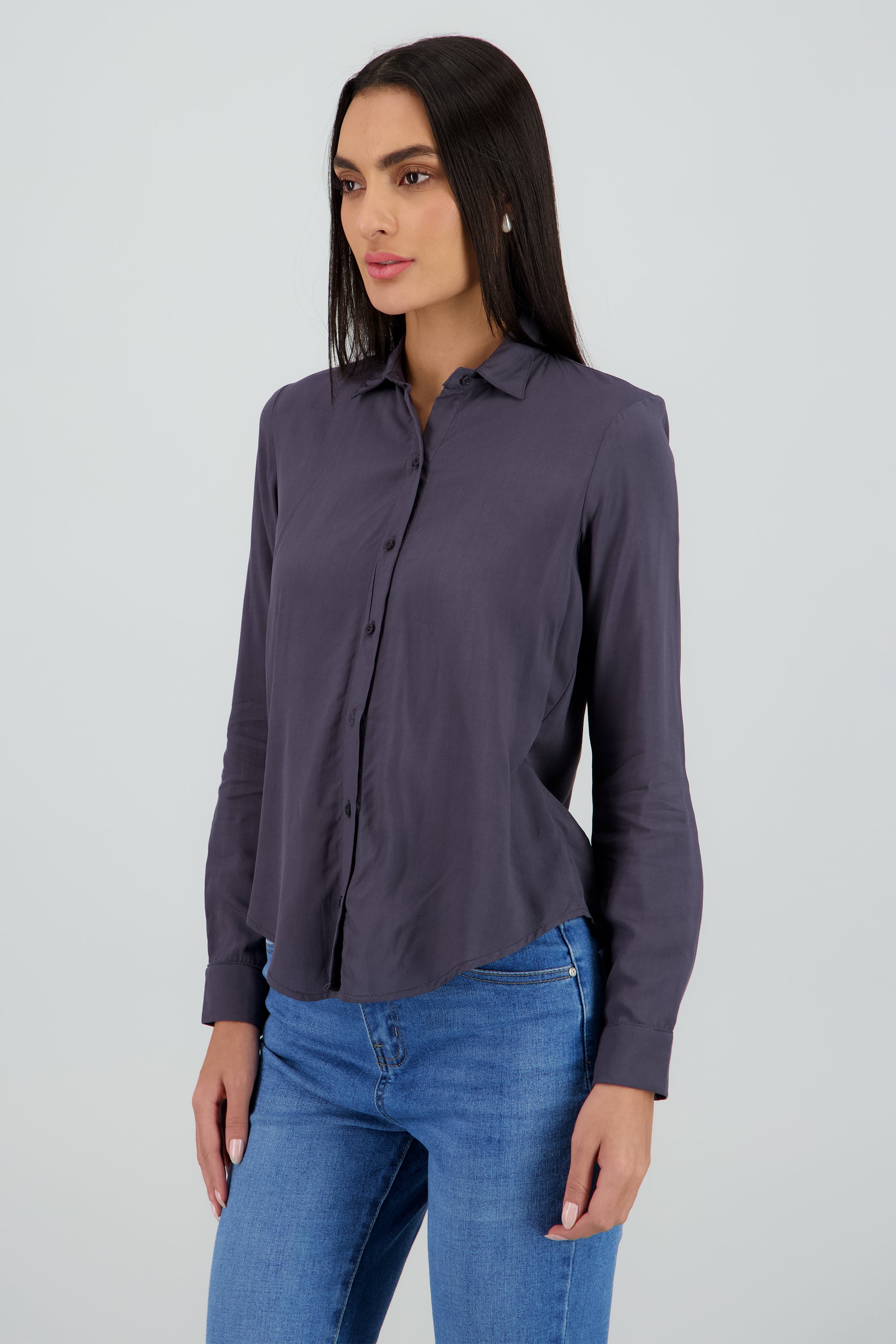 Camisa Manga Larga Lisa GRIS OBSCURO