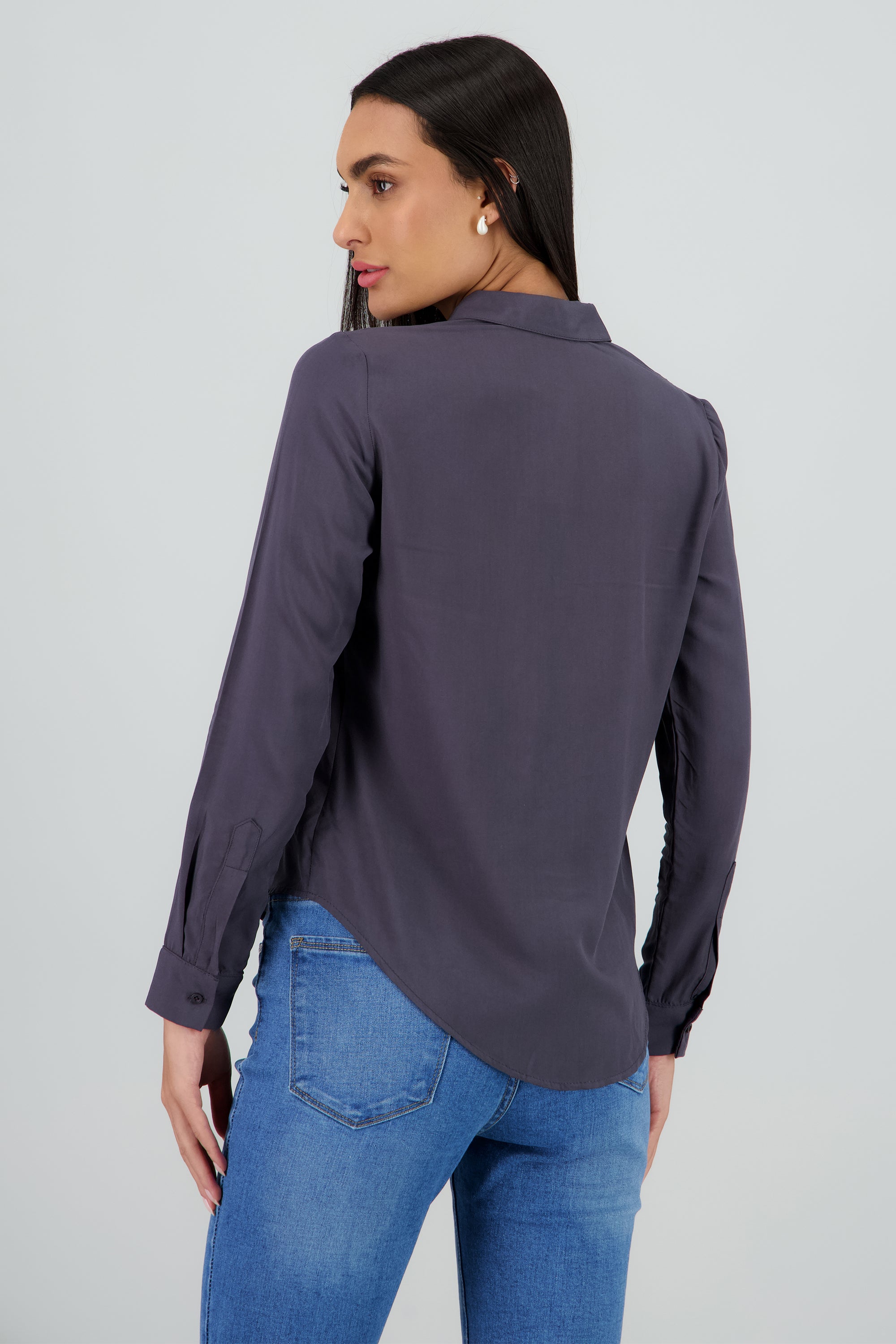 Camisa Manga Larga Lisa GRIS OBSCURO