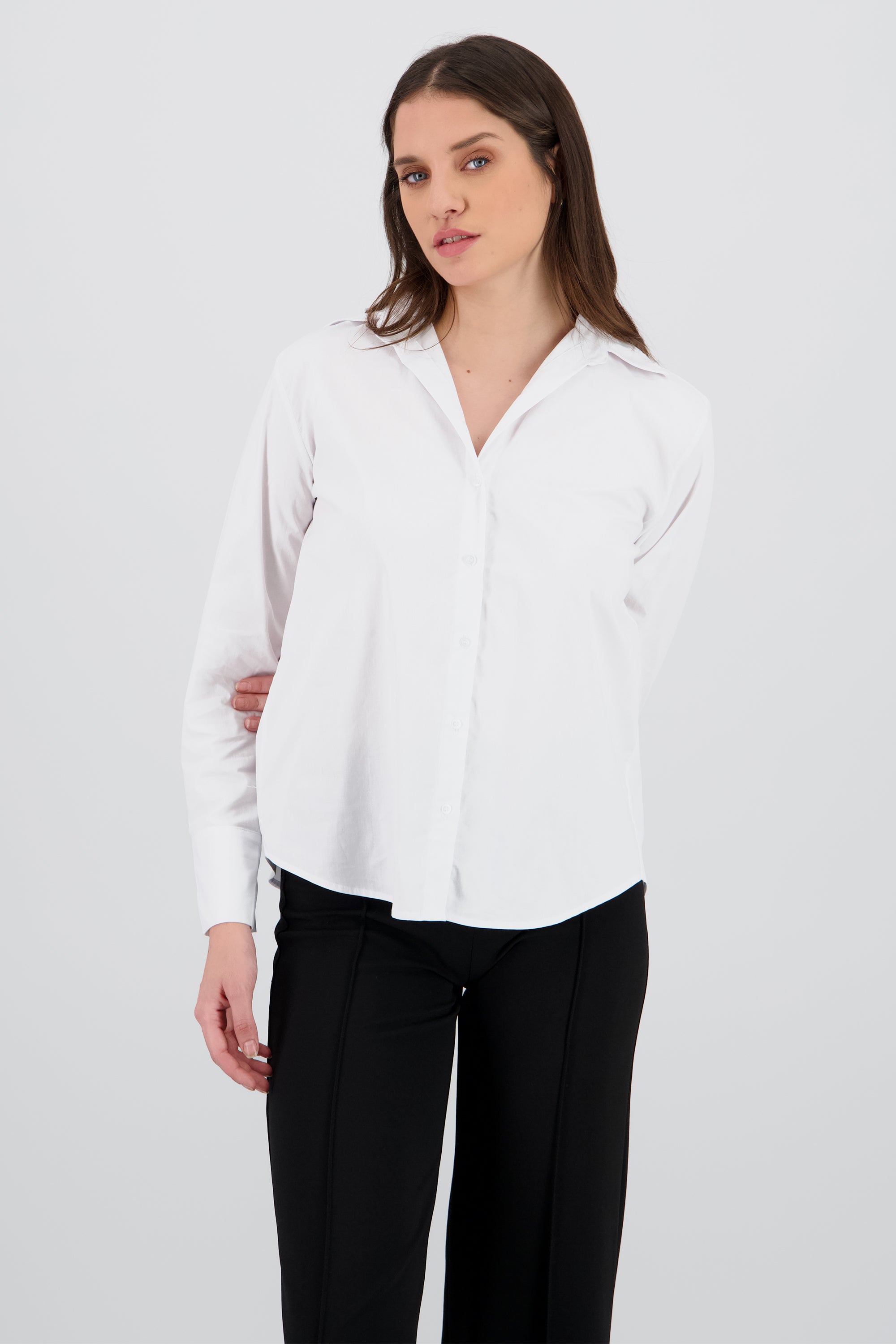 Camisa manga larga lisa BLANCO