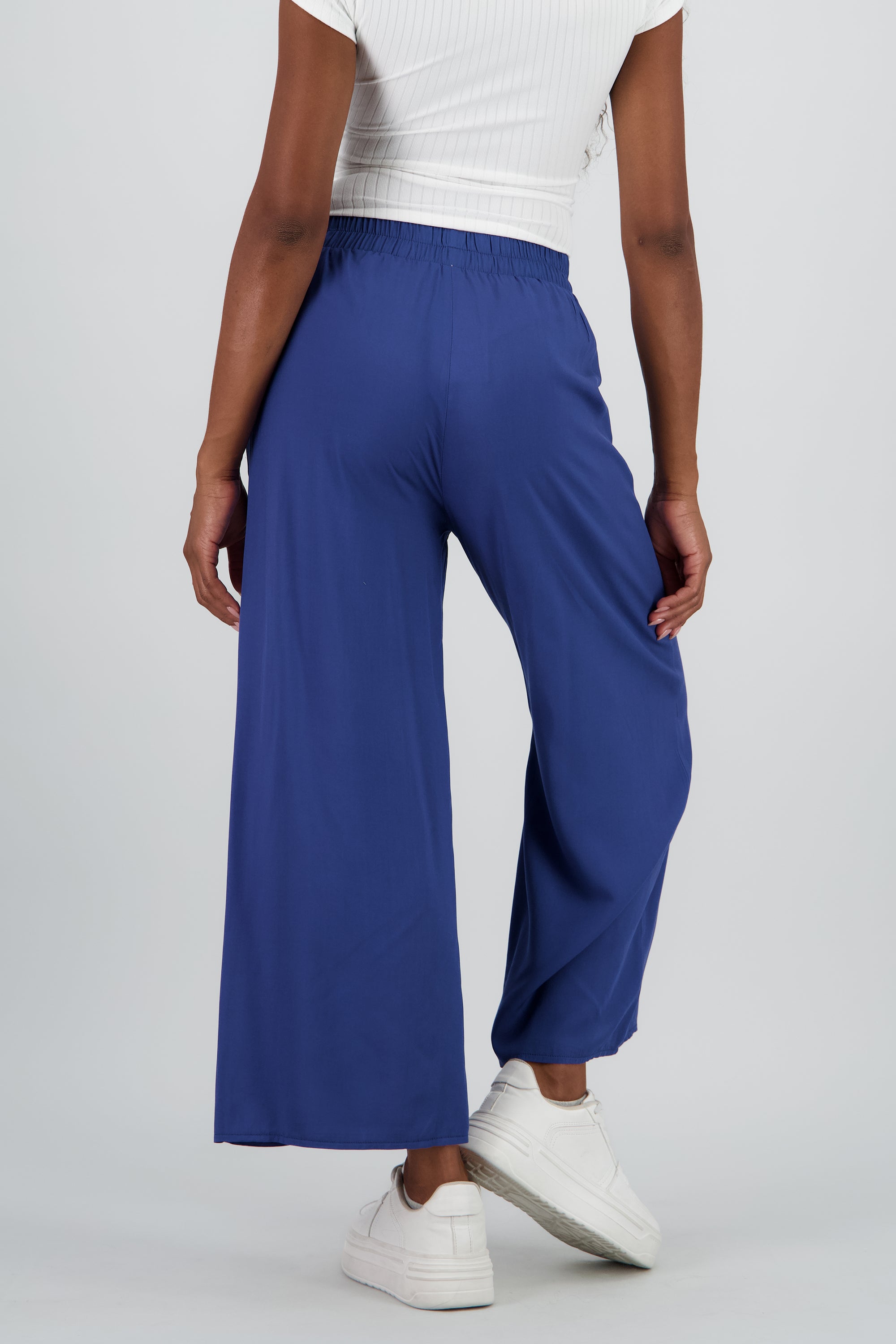 Pantalón Wide Leg Cintura Alta Fruncida INDIGO