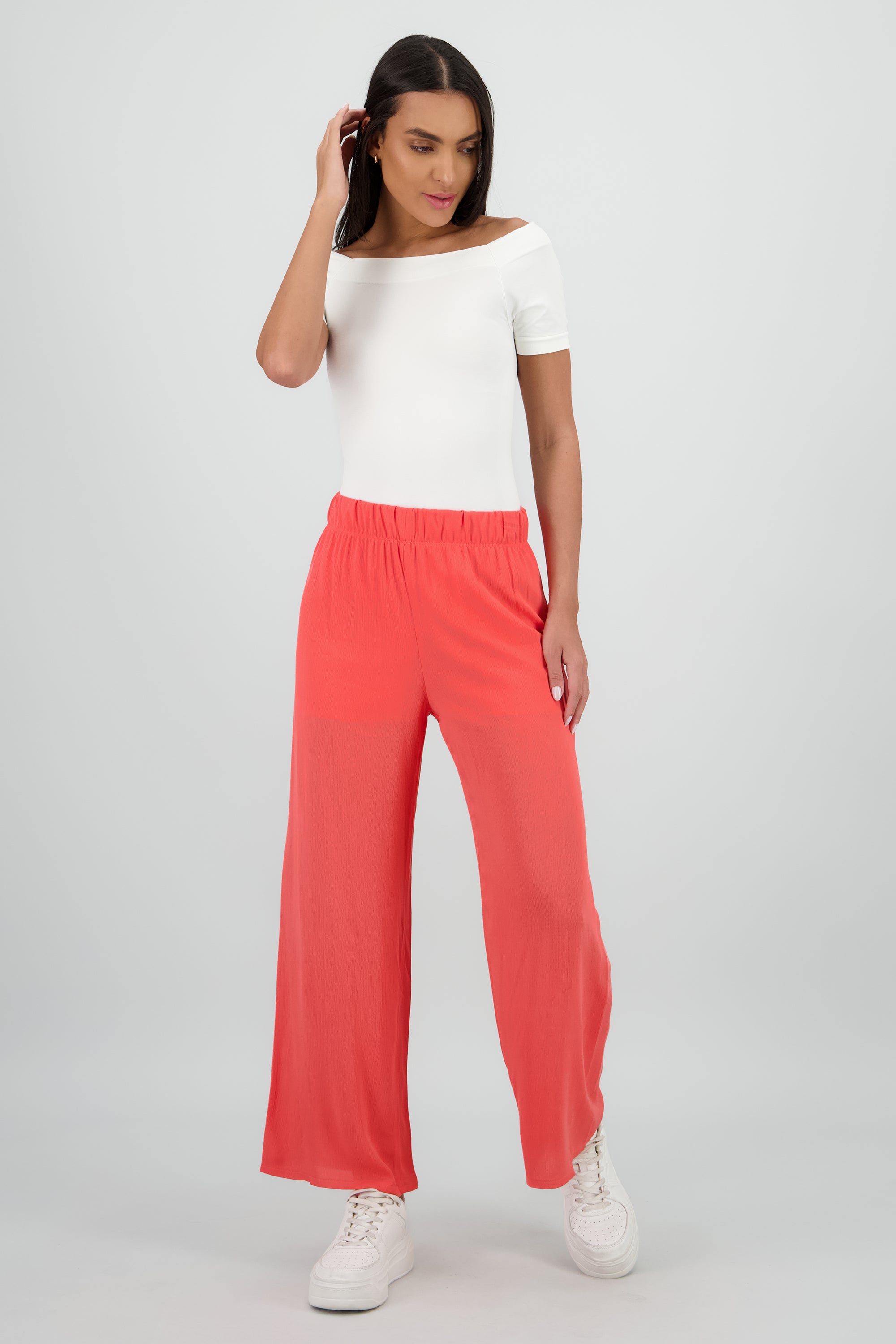 Pantalón Wide Leg Cintura Elástico CORAL