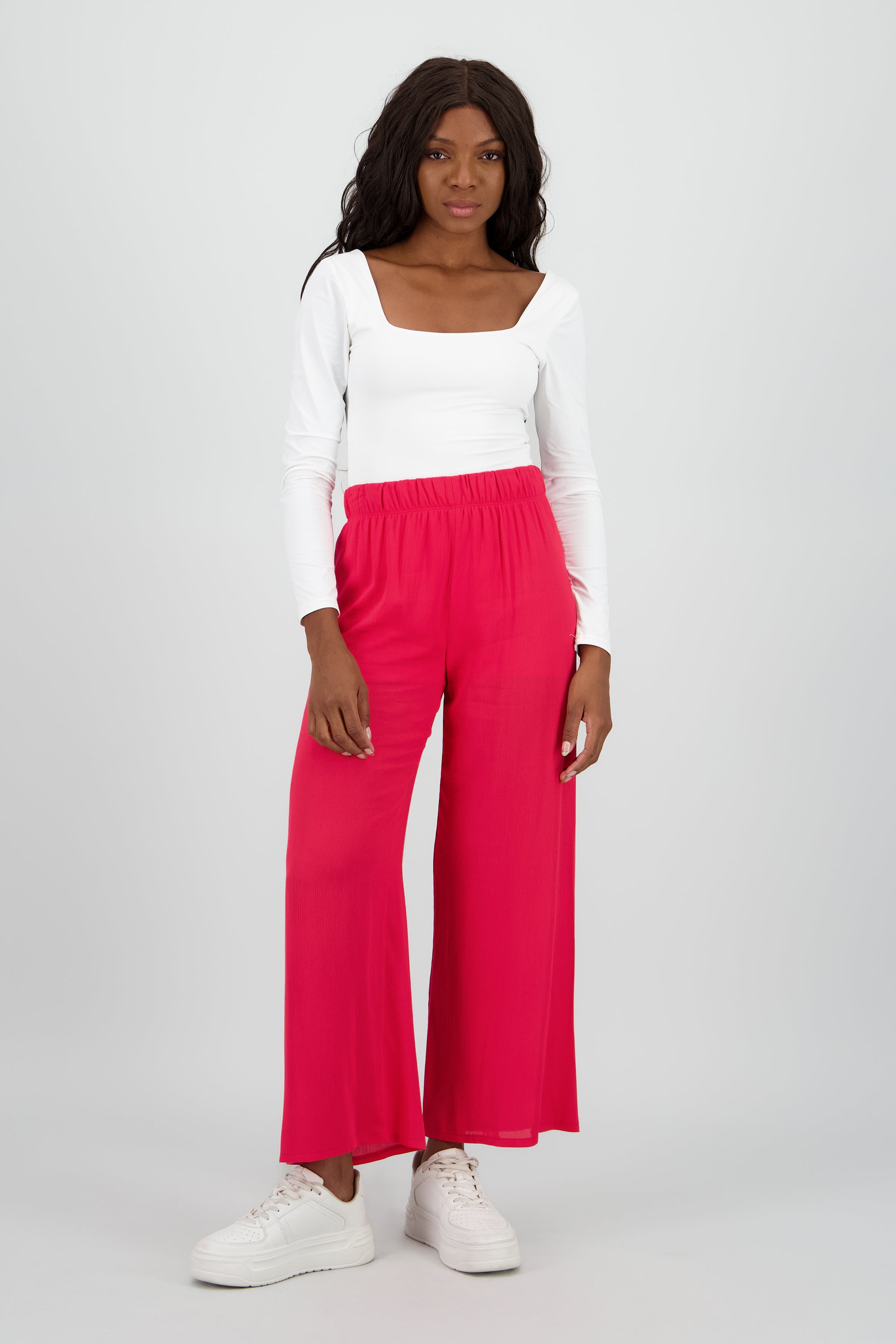 Pantalón Wide Leg Cintura Elástico ROJO TOMATE