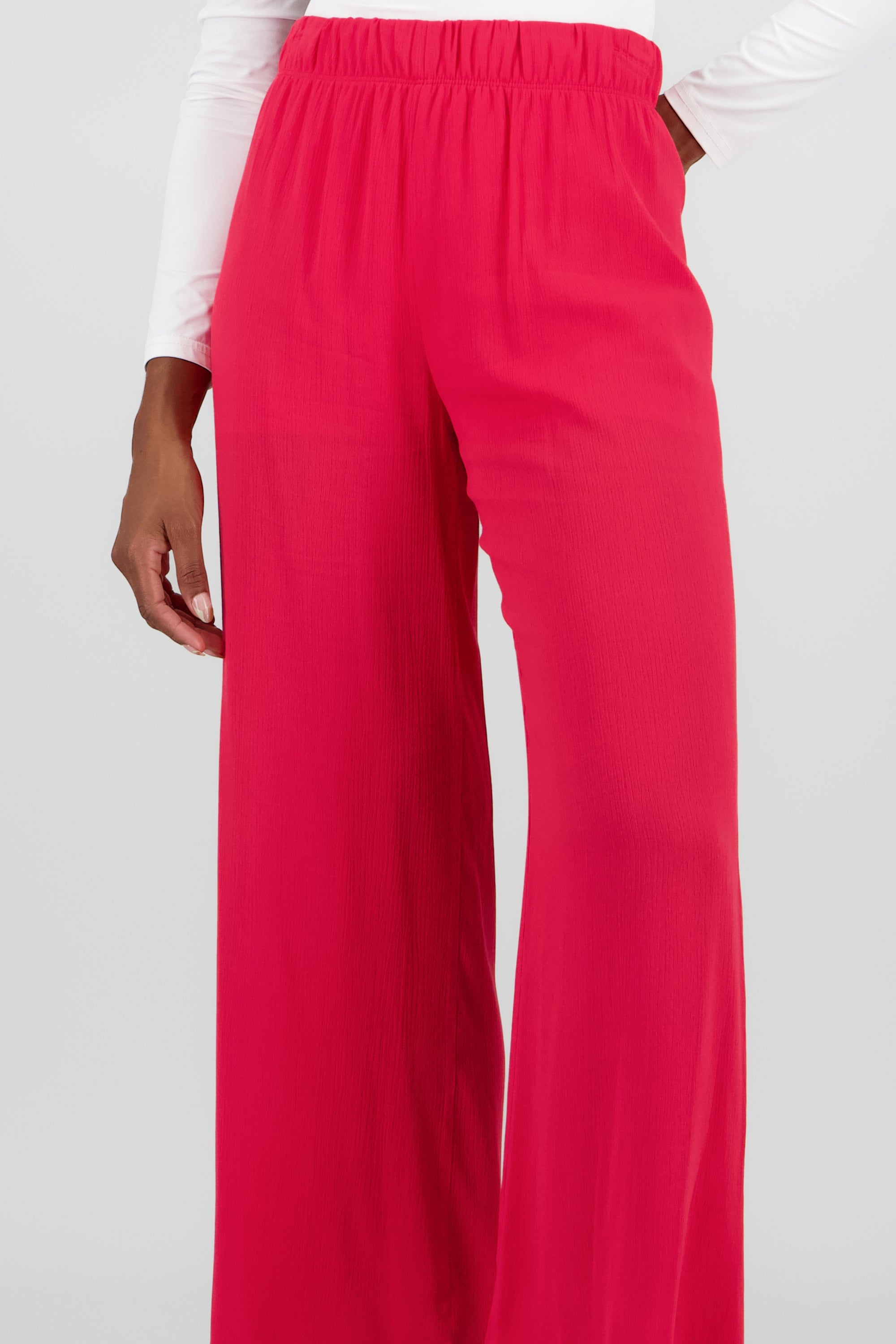 Pantalón Wide Leg Cintura Elástico ROJO TOMATE