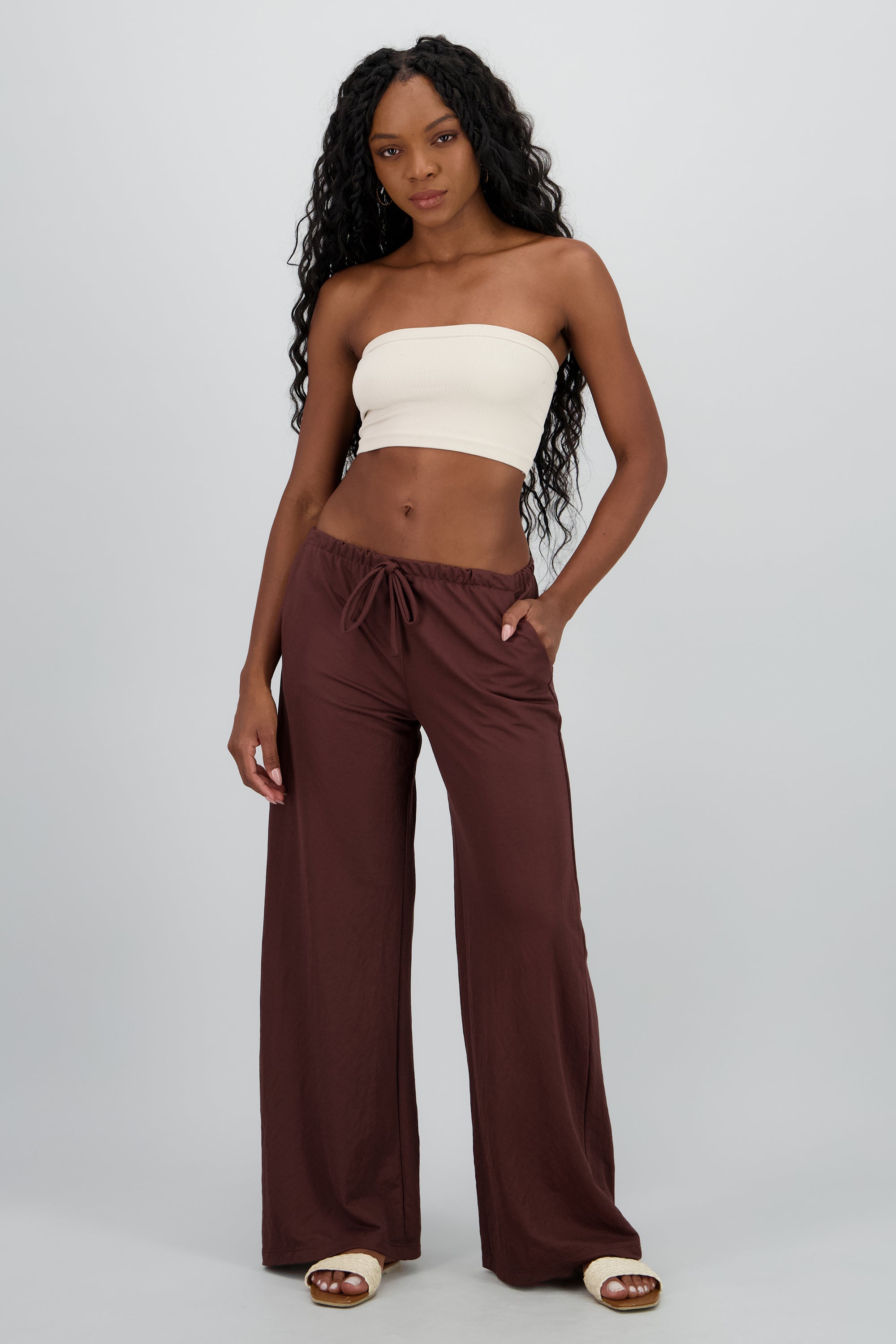 Pantalon fluido jareta CHOCOLATE
