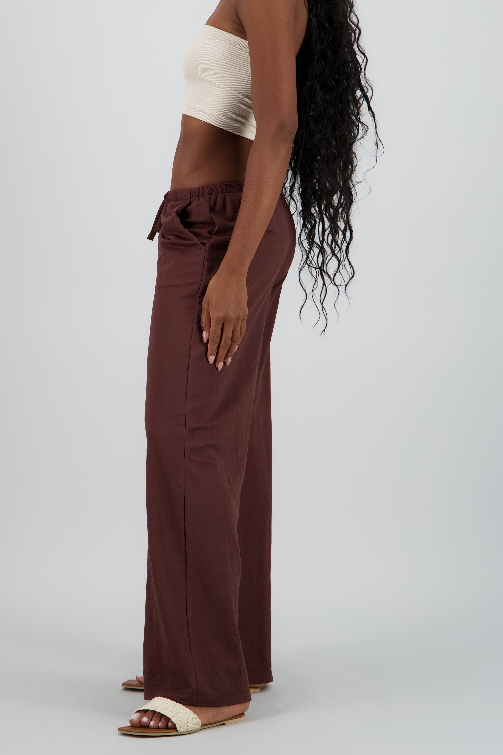 Pantalon fluido jareta CHOCOLATE