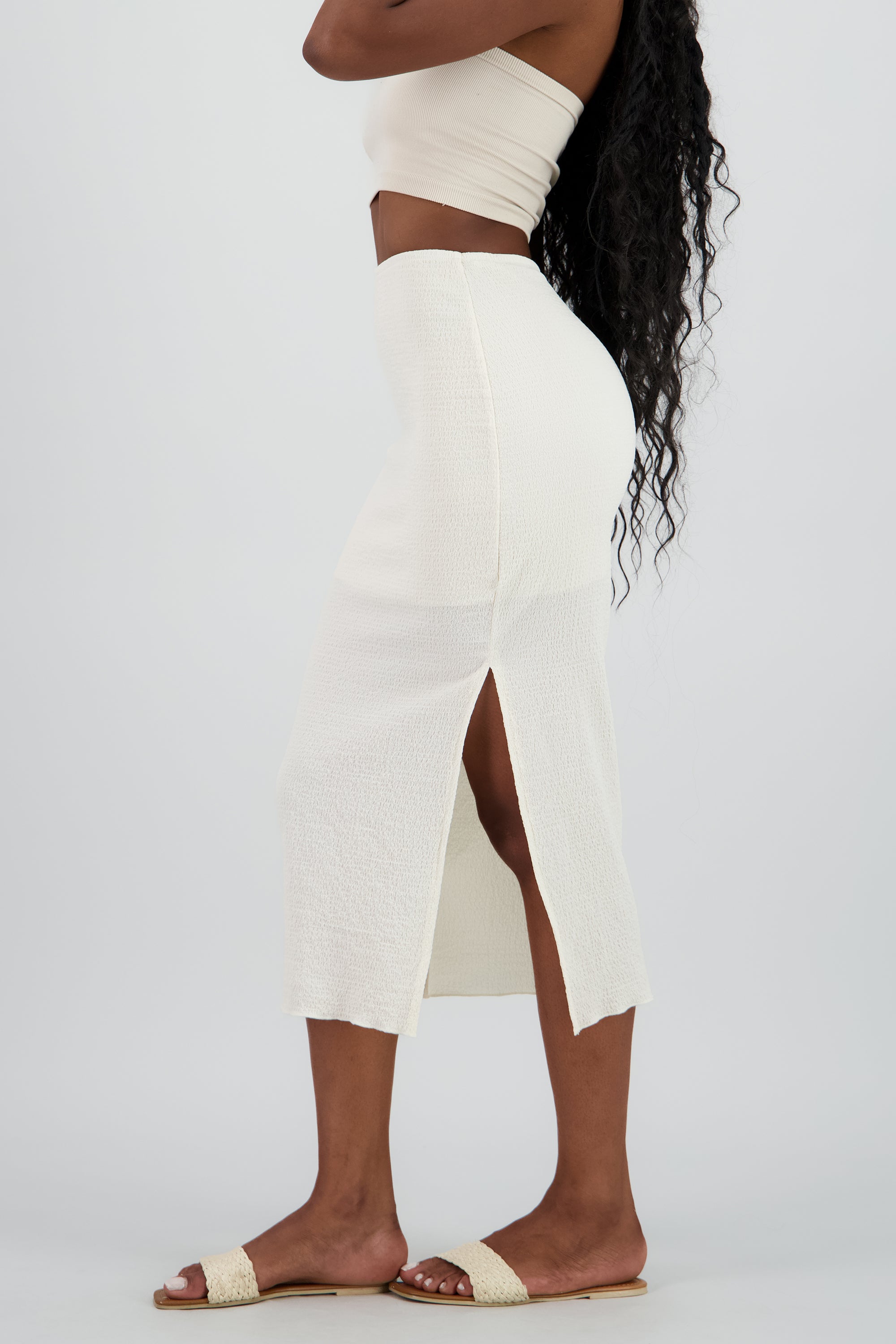 Falda maxi detalle abertura BLANCO