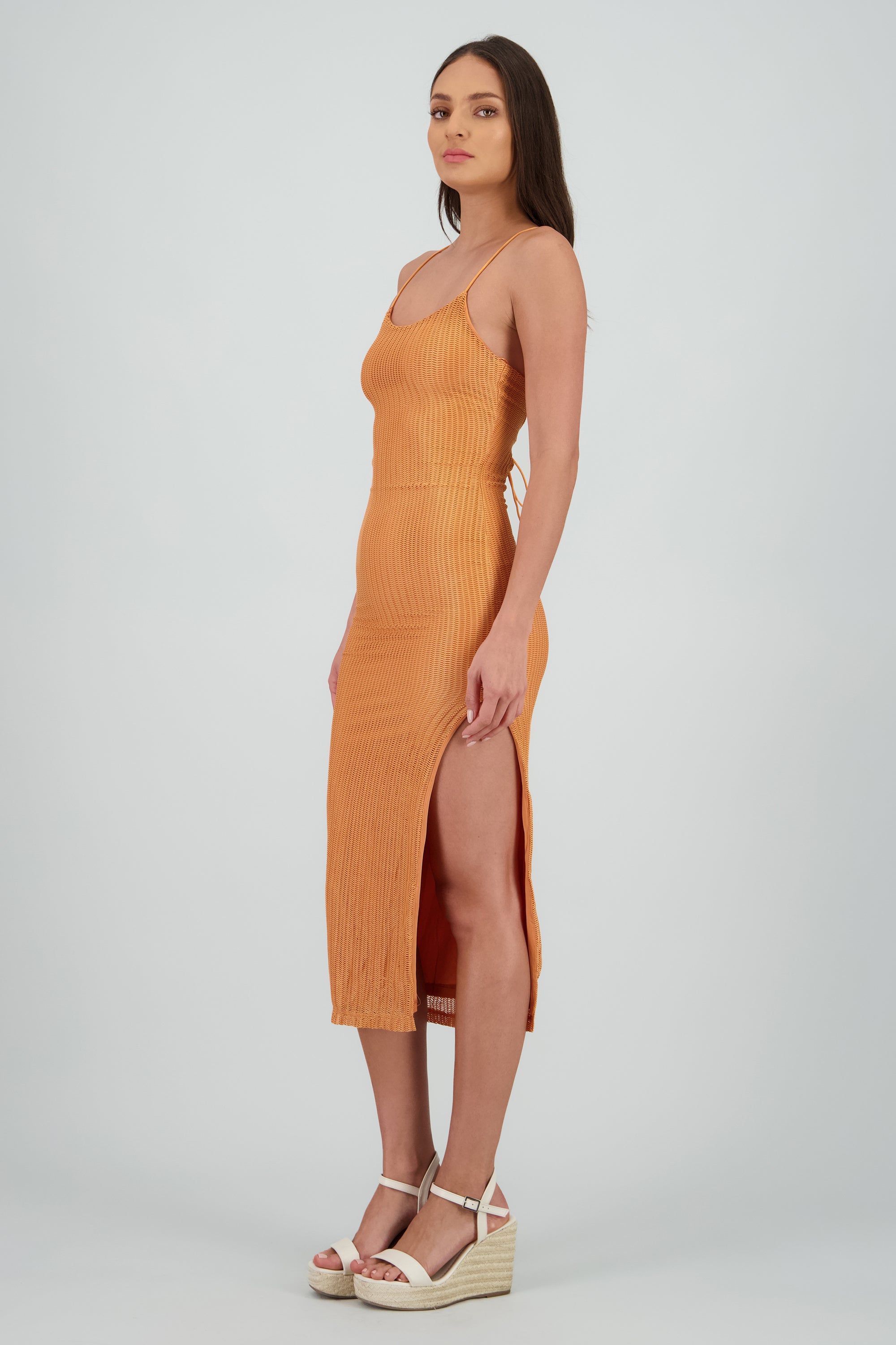 Vestido maxi red textura NARANJA