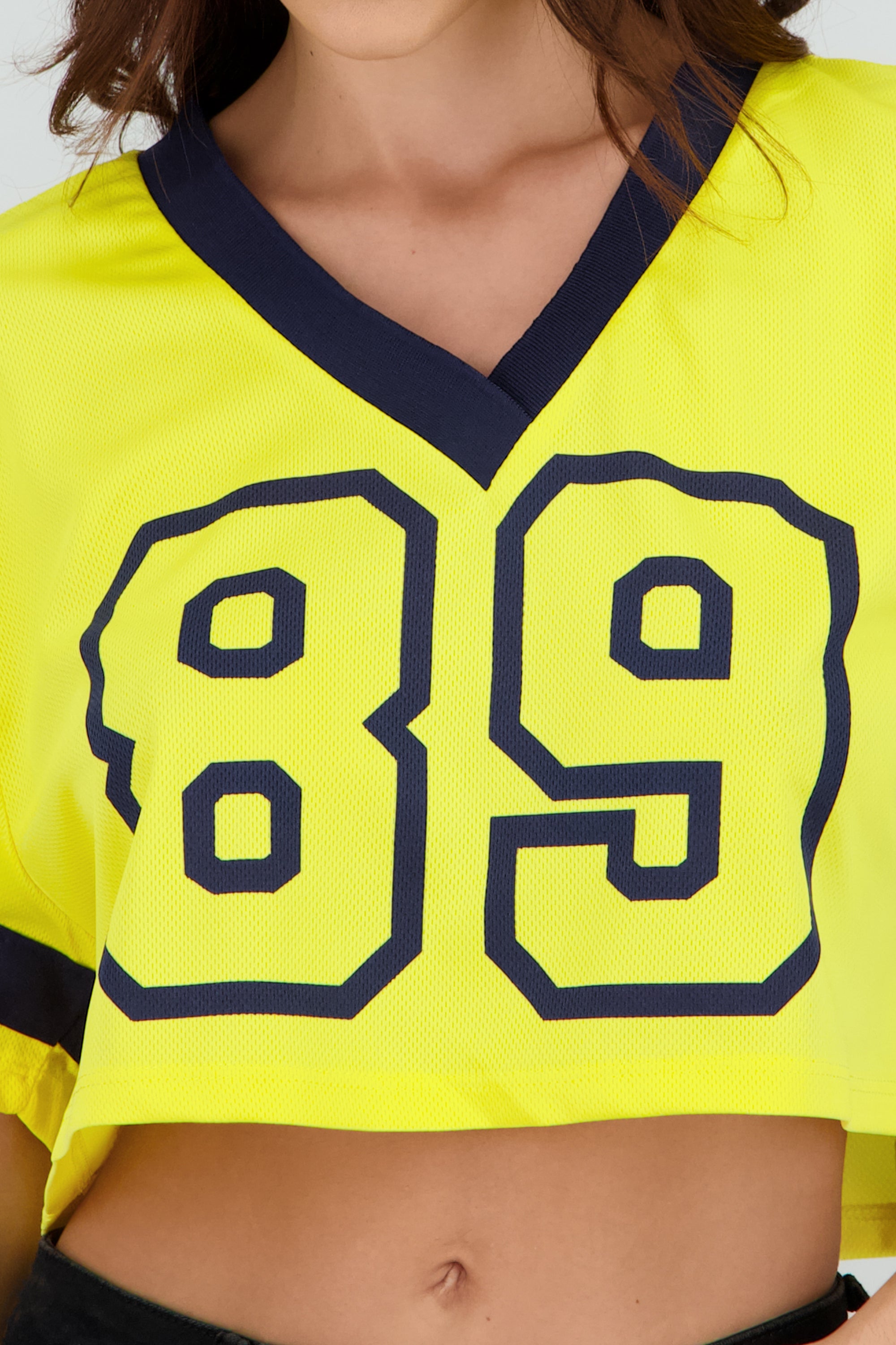 Top crop estampado numero AMARILLO