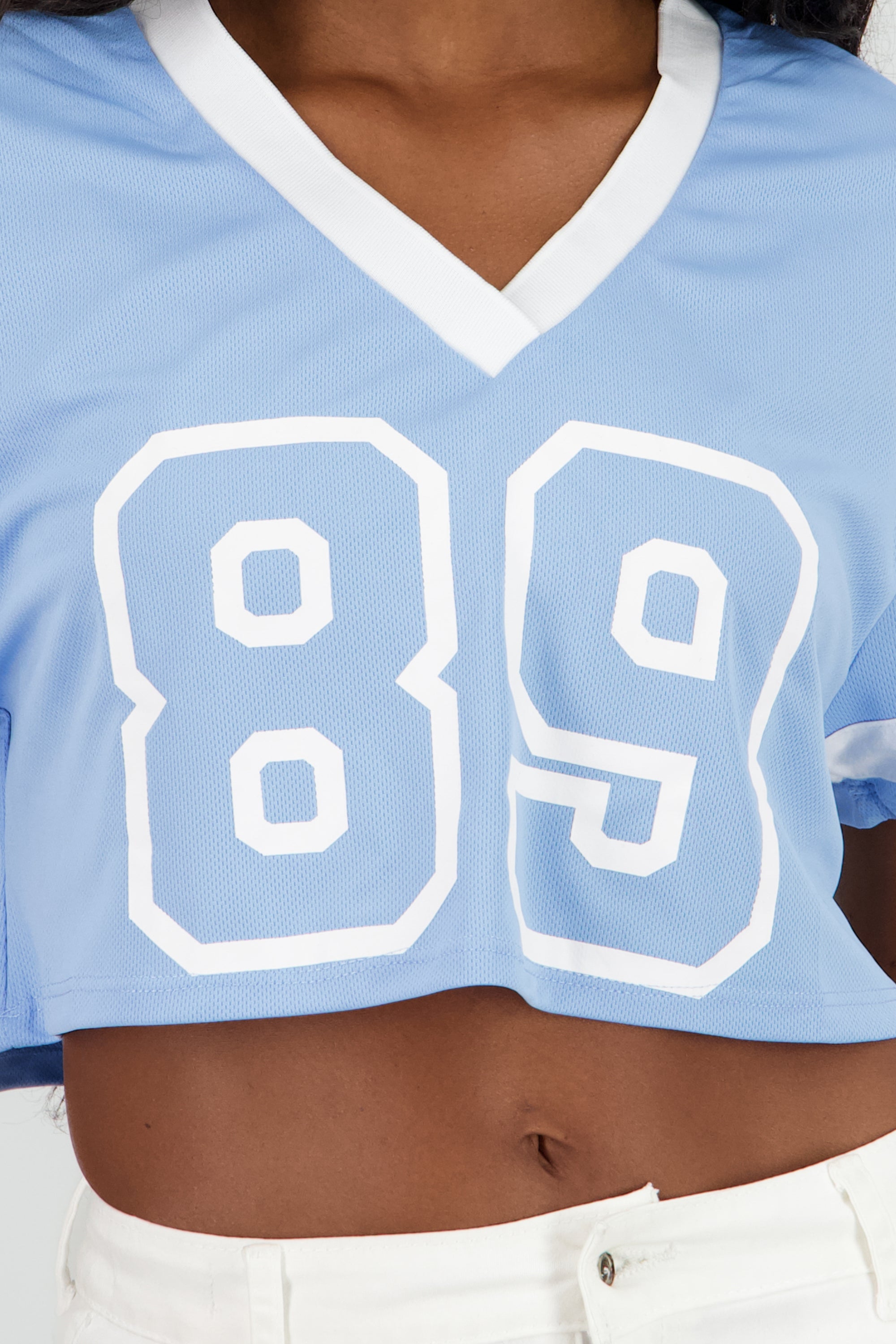 Top crop estampado numero AZUL CIELO