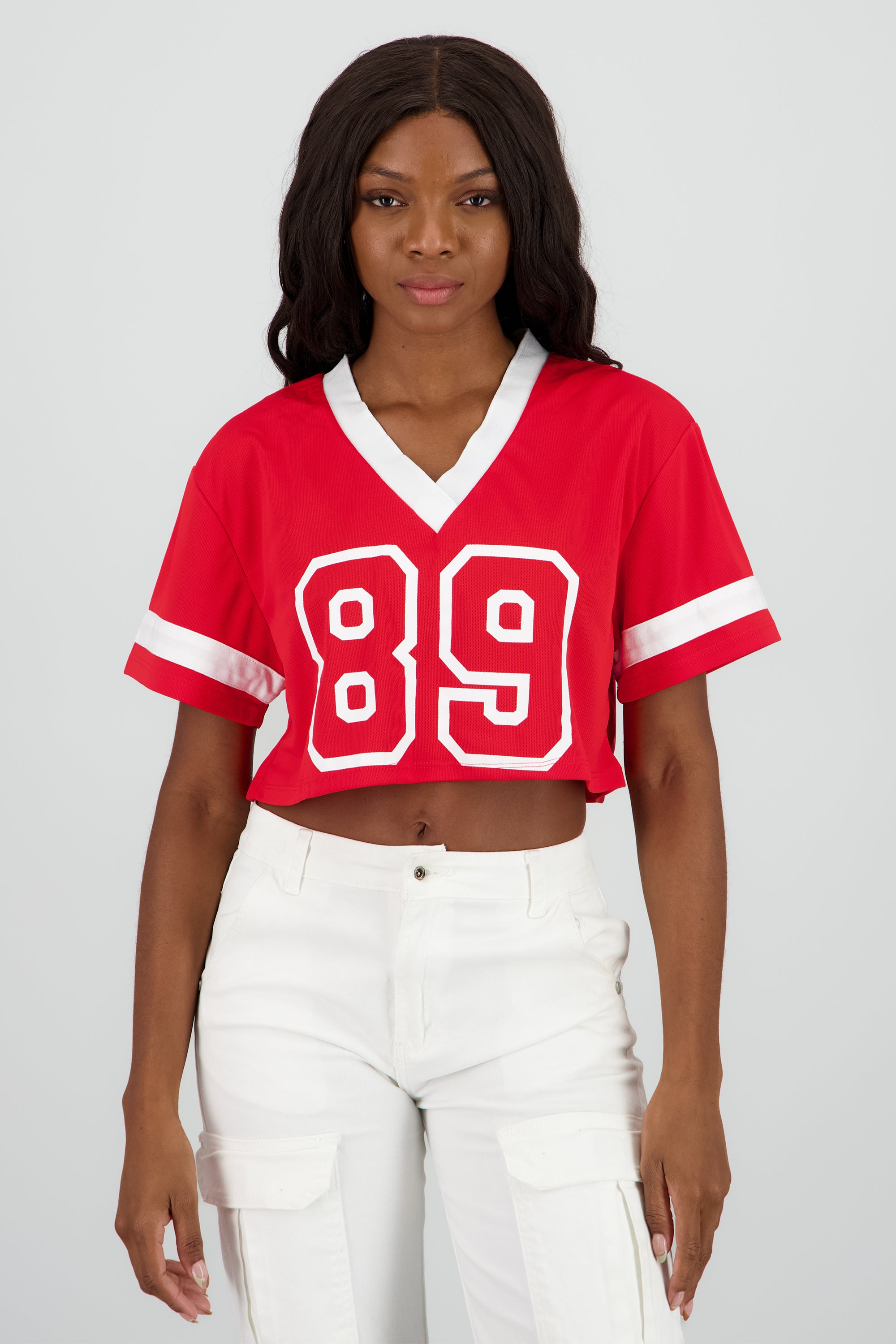 Top crop estampado numero ROJO