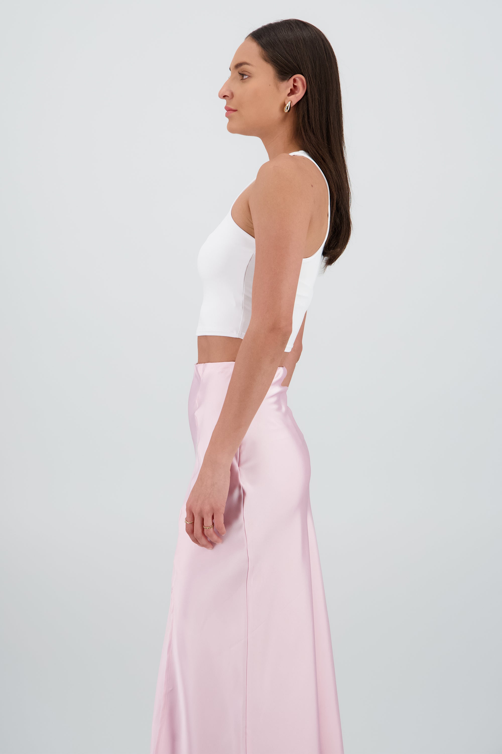 Top liso sin manga cuello redondo BLANCO