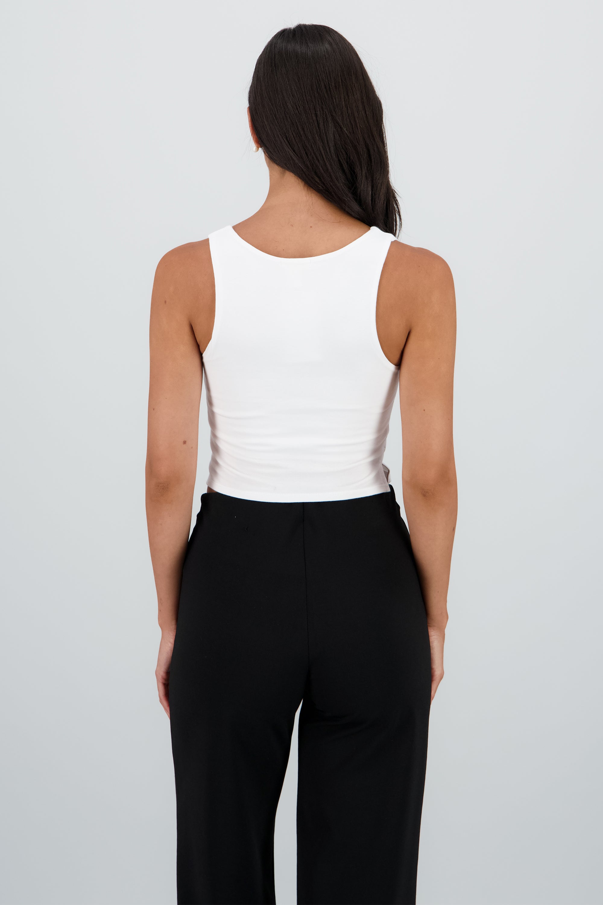 Top liso con escote cuadrado BLANCO
