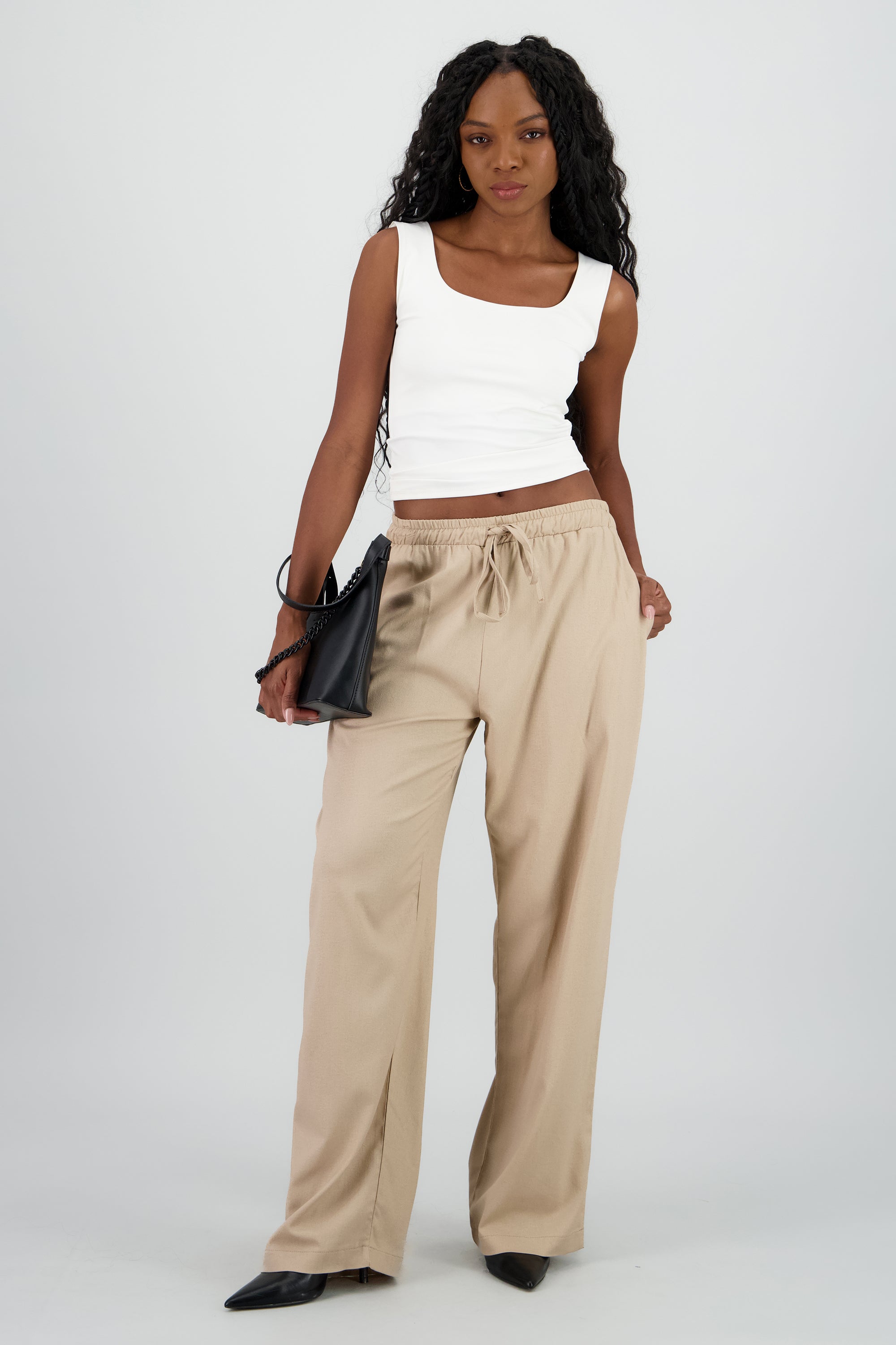 Pantalon lino fluido KHAKI