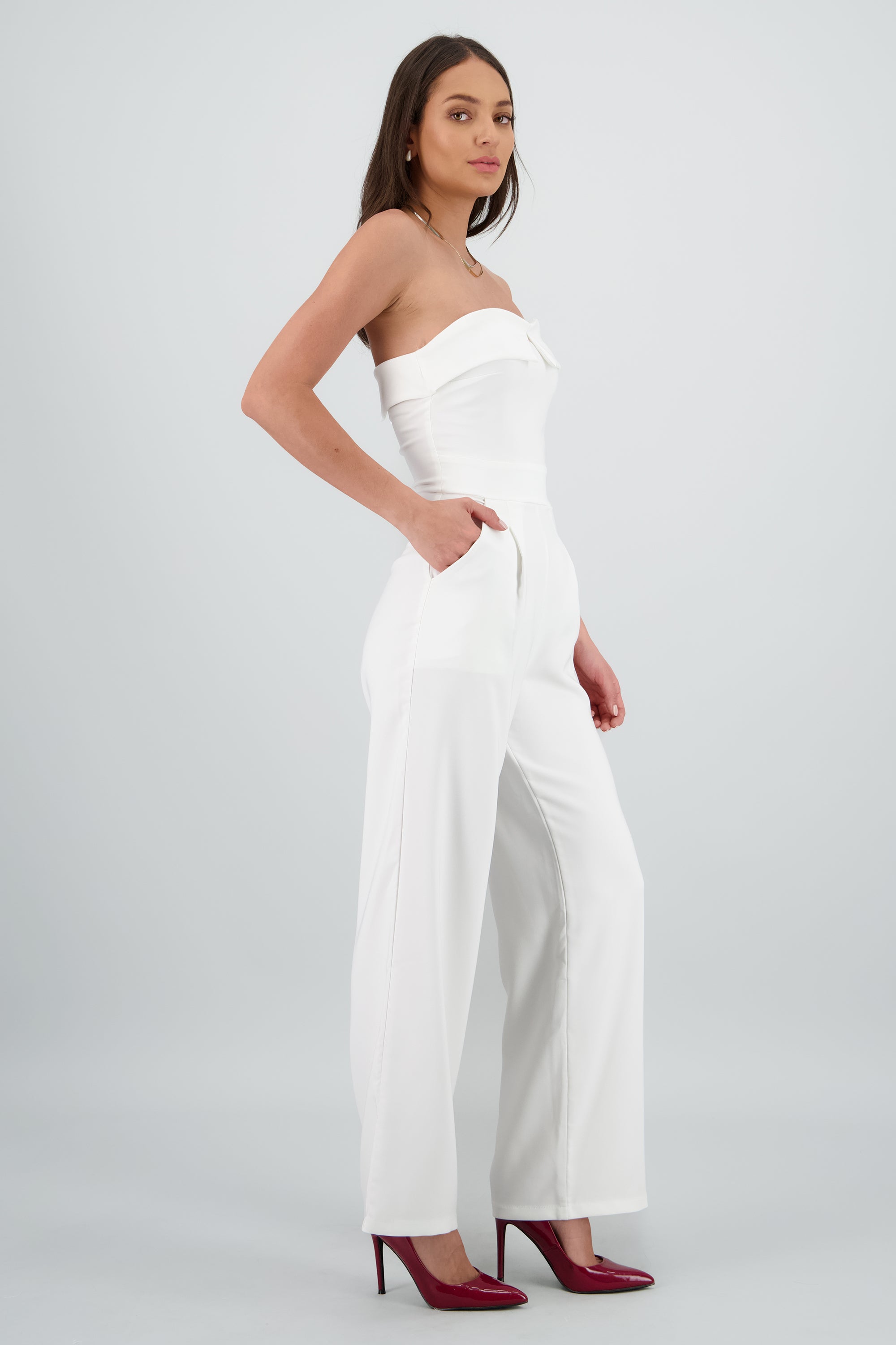 Jumpsuit strapless detalle dobles BLANCO