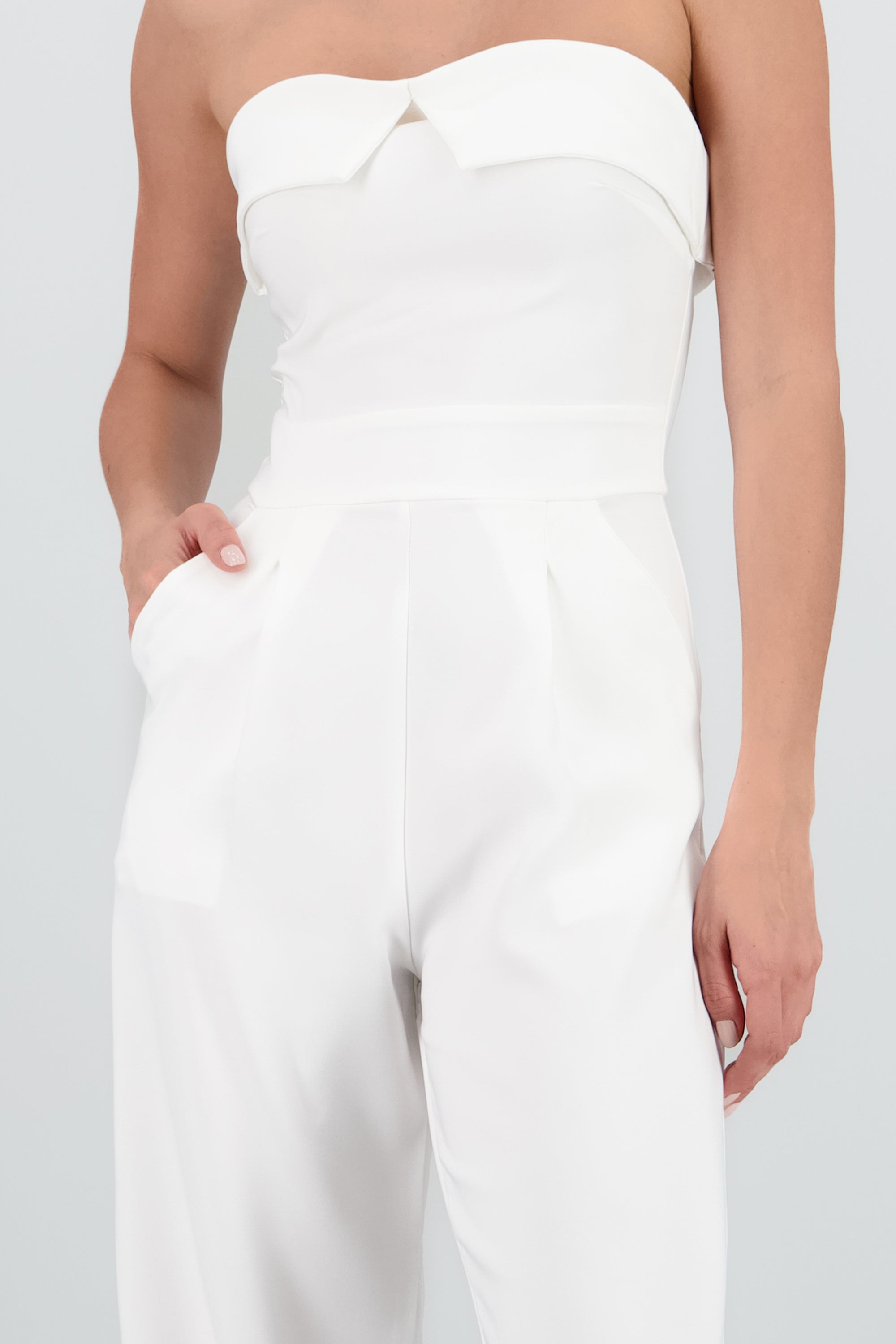 Jumpsuit strapless detalle dobles BLANCO