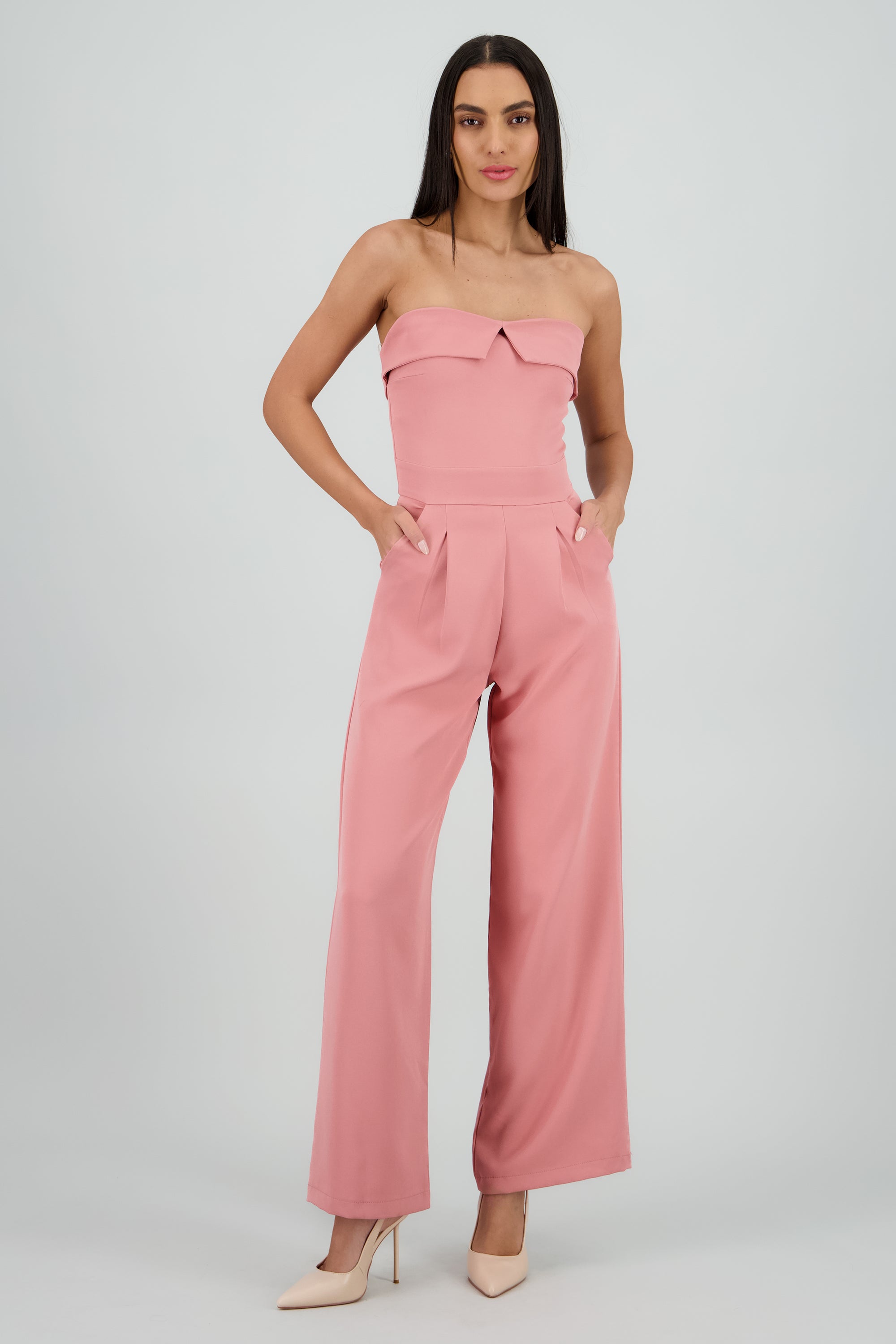 Jumpsuit strapless detalle dobles PALO DE ROSA