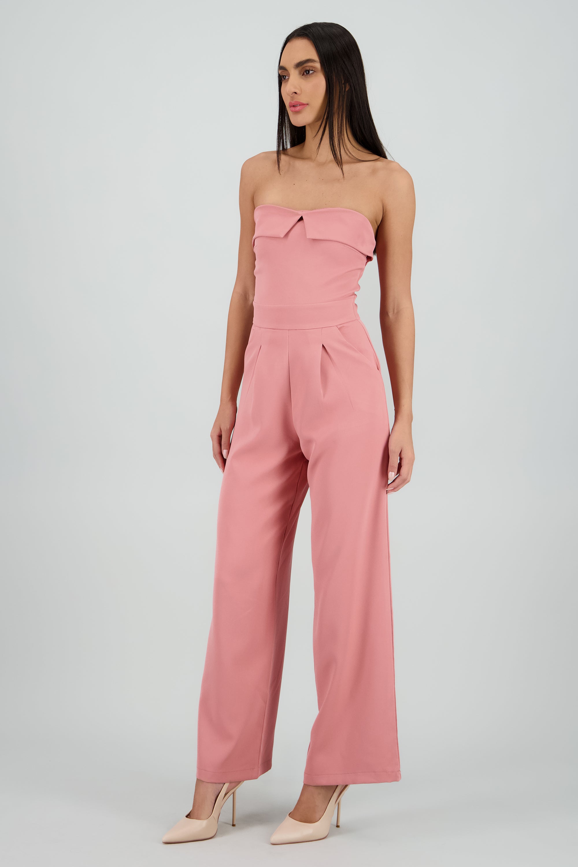 Jumpsuit strapless detalle dobles PALO DE ROSA