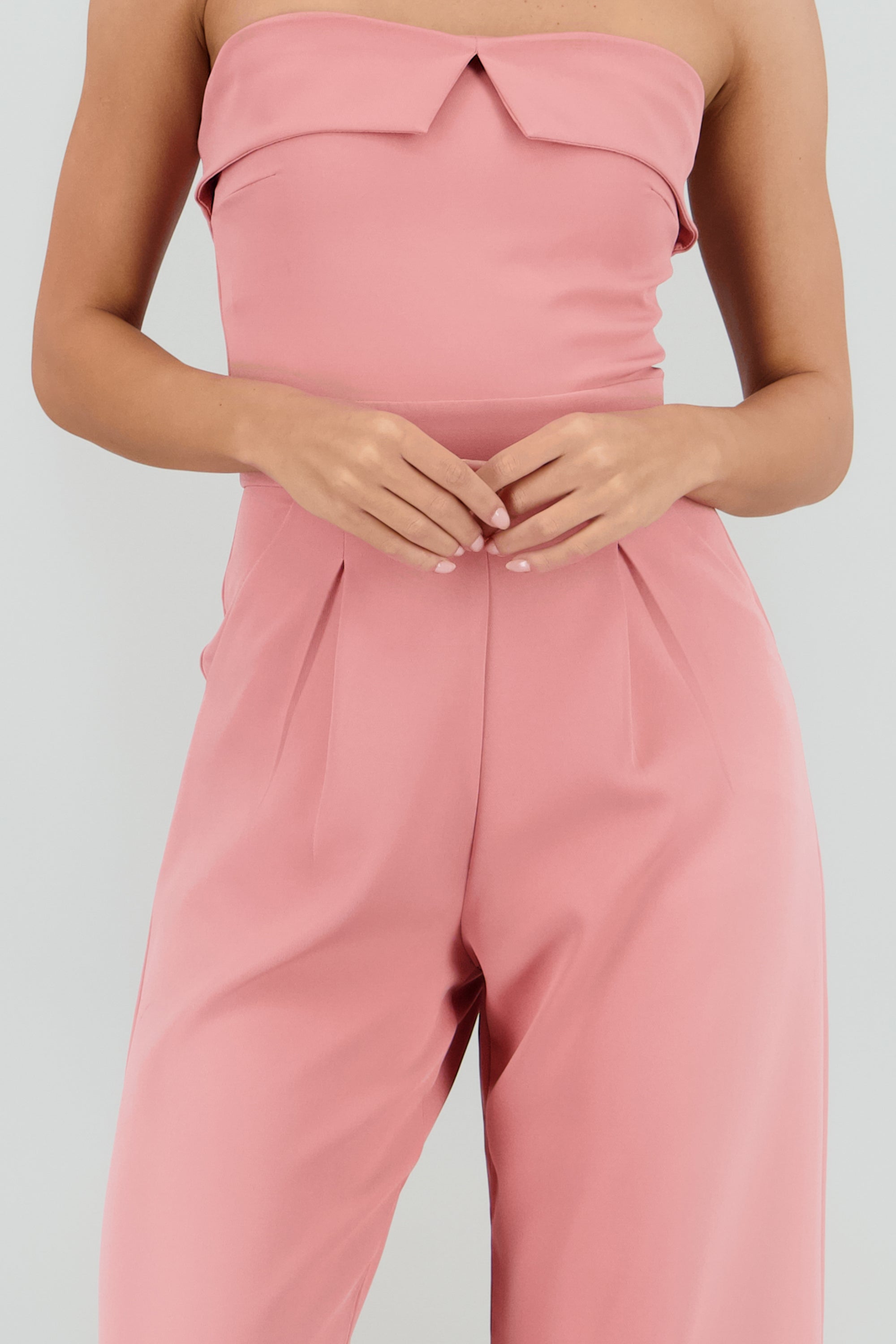 Jumpsuit strapless detalle dobles PALO DE ROSA
