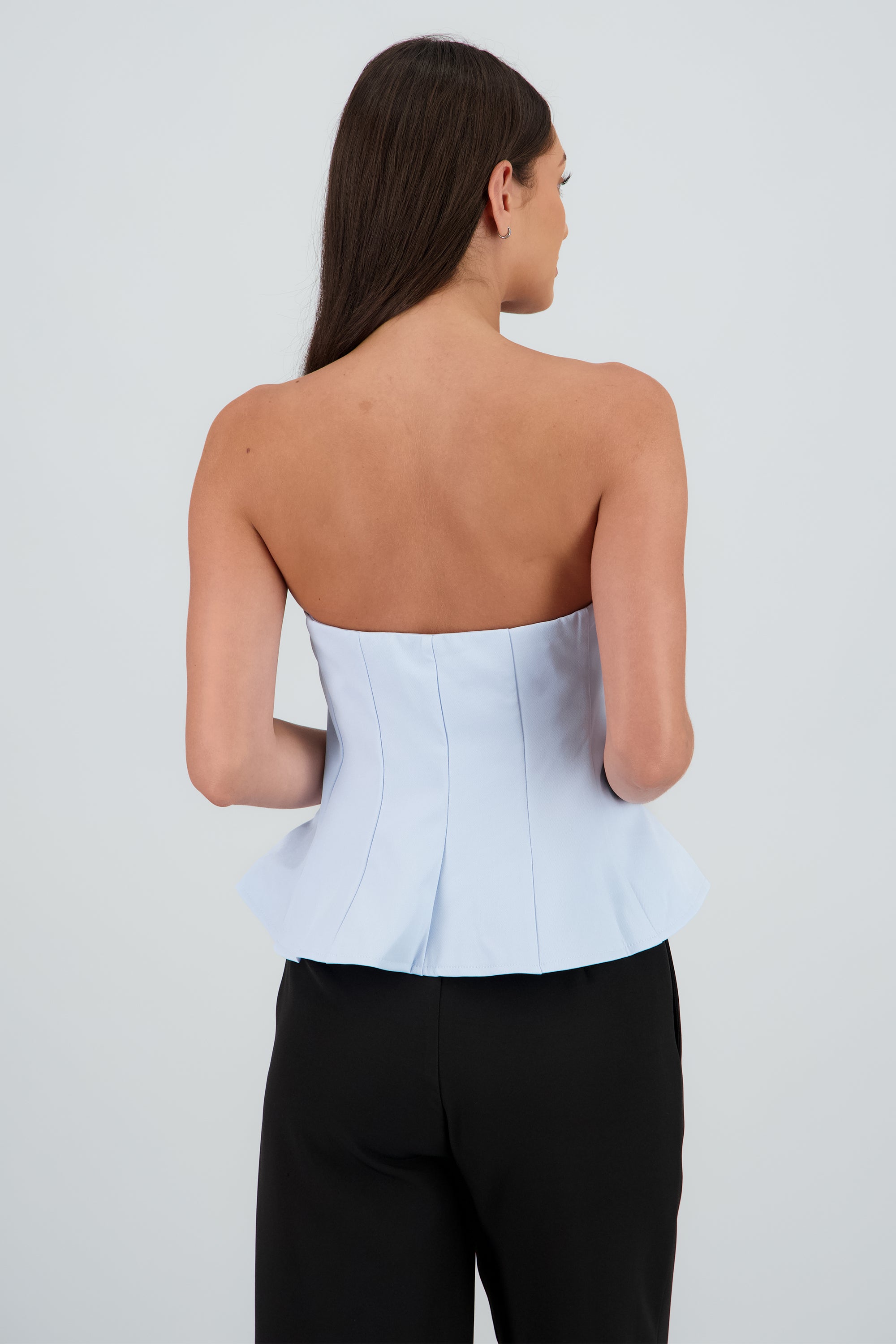 Top strapless peplum AZUL PASTEL