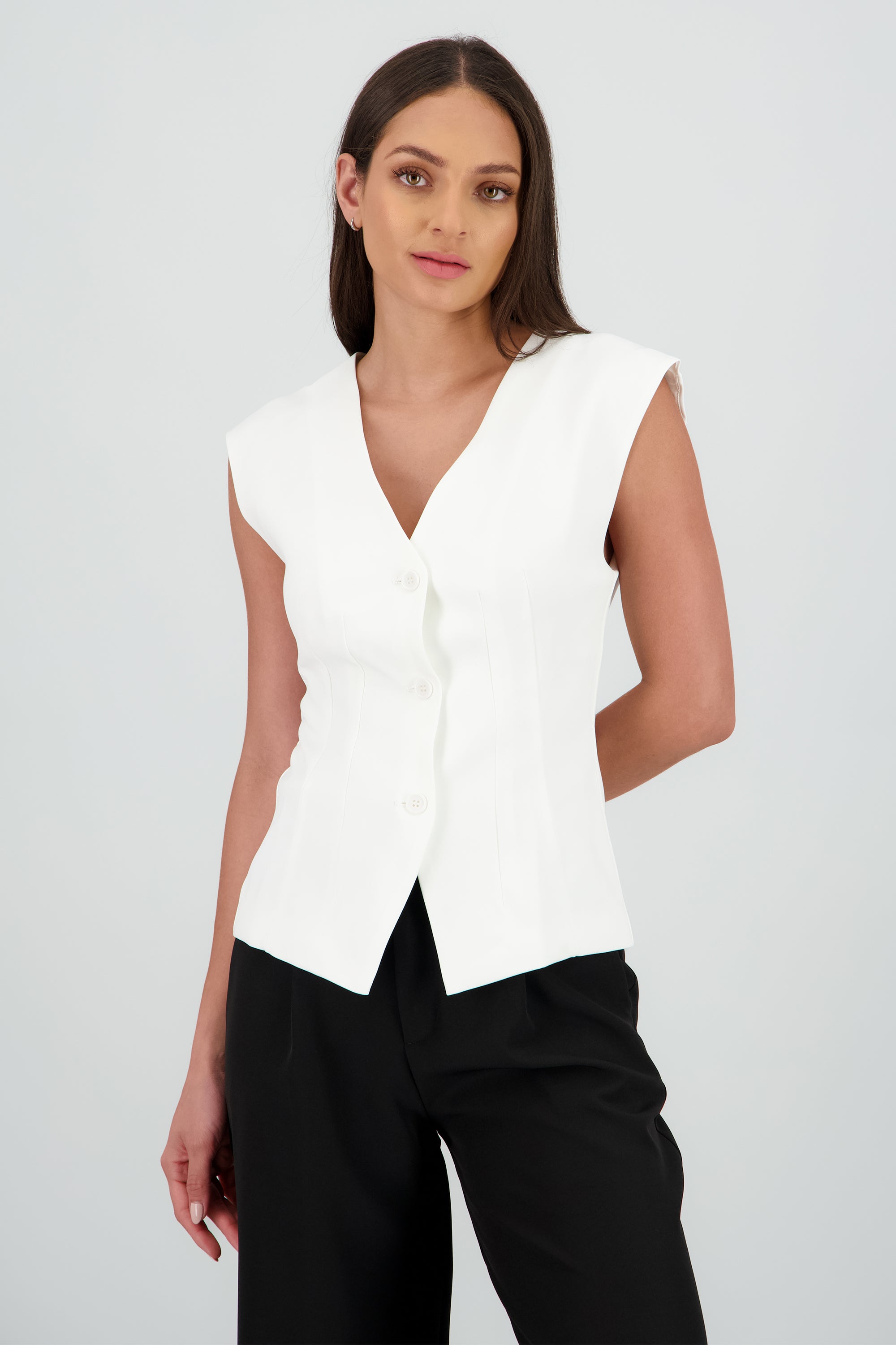 Top chaleco interlock BLANCO