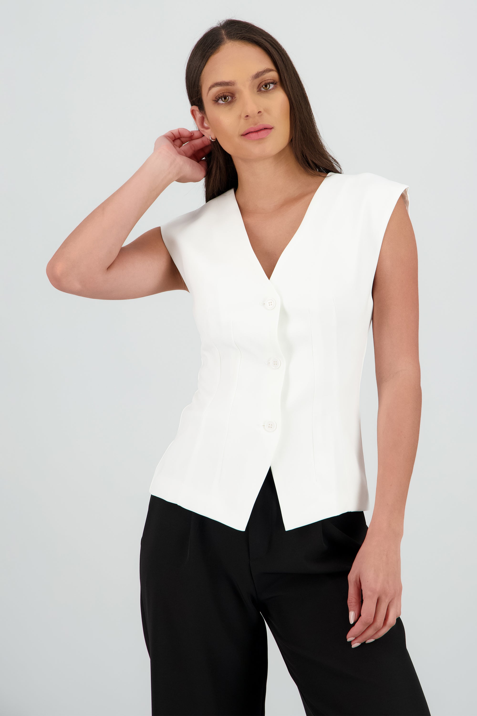 Top chaleco interlock BLANCO