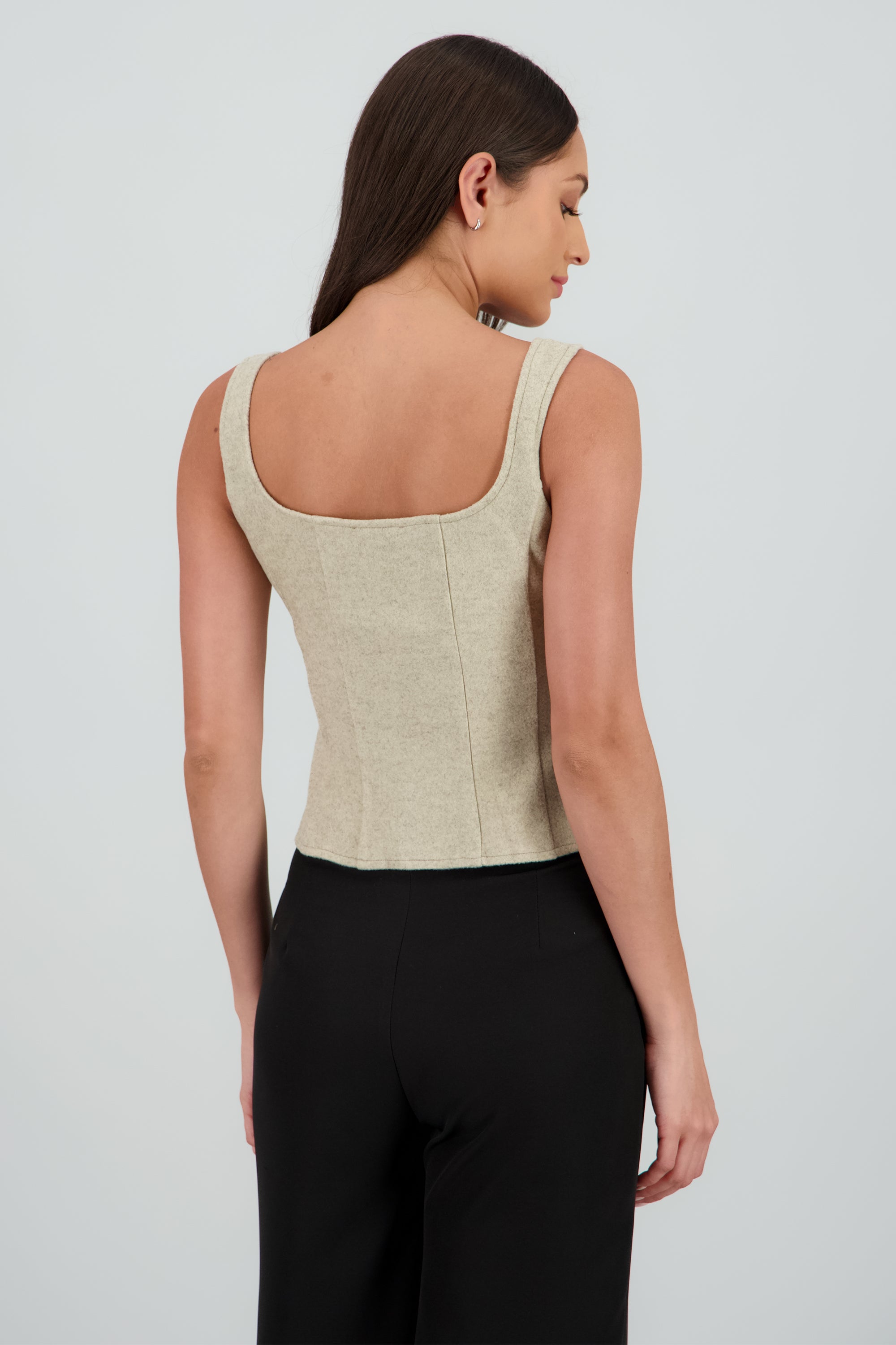 Top paño zipper CAFE