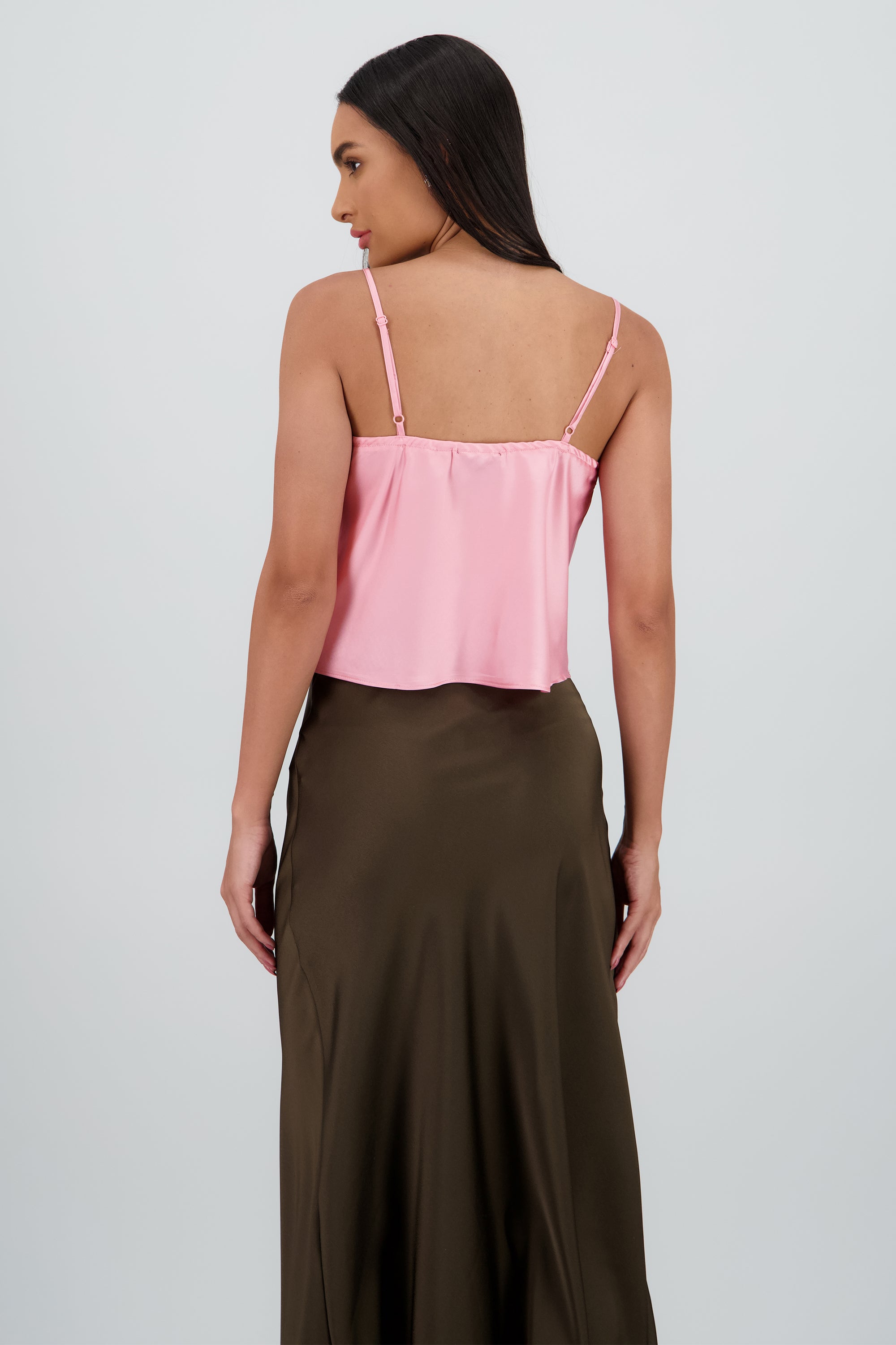 Blusa tirantes santin con detalle en encaje ROSA