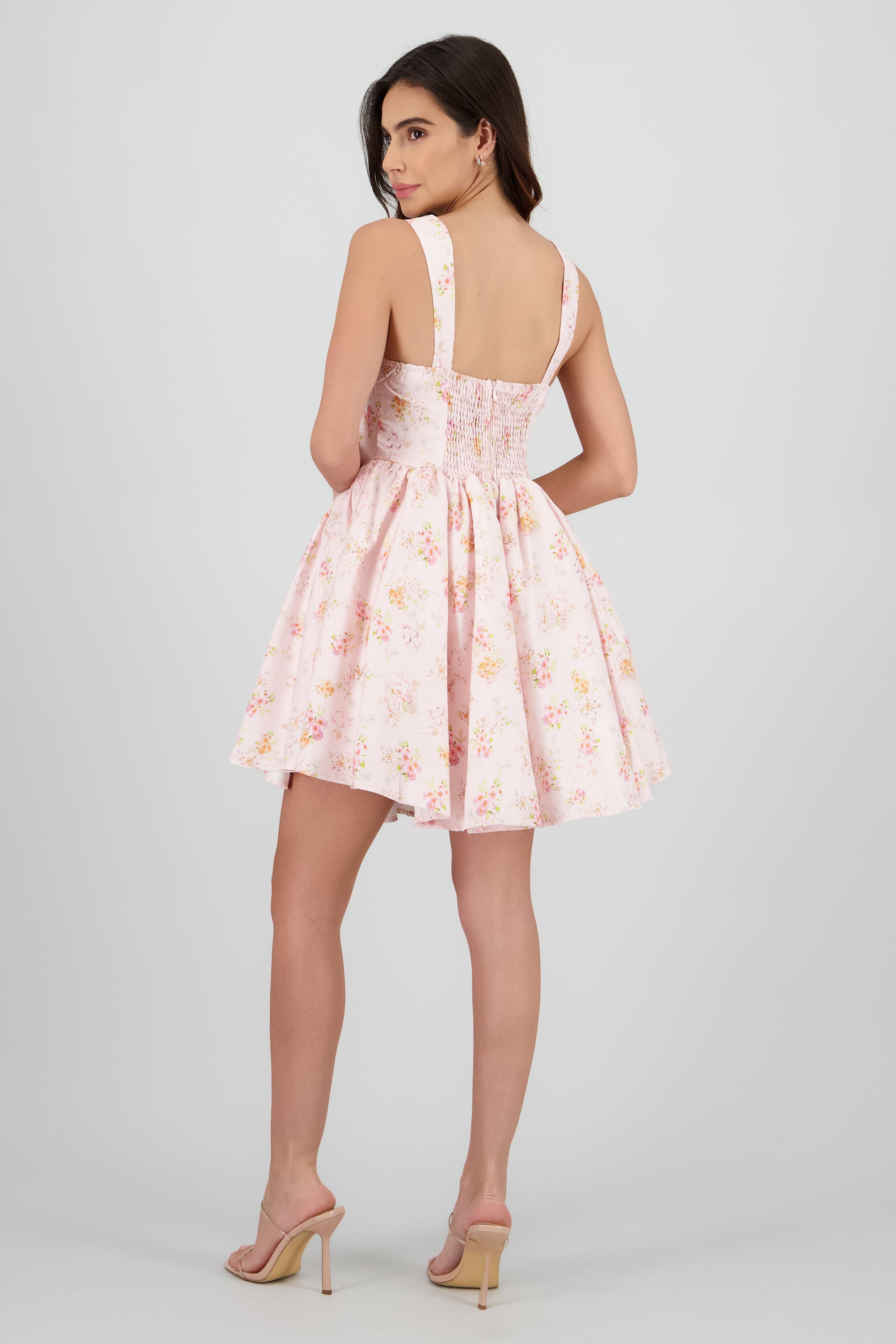 Vestido mini estampado flores ROSA COMBO