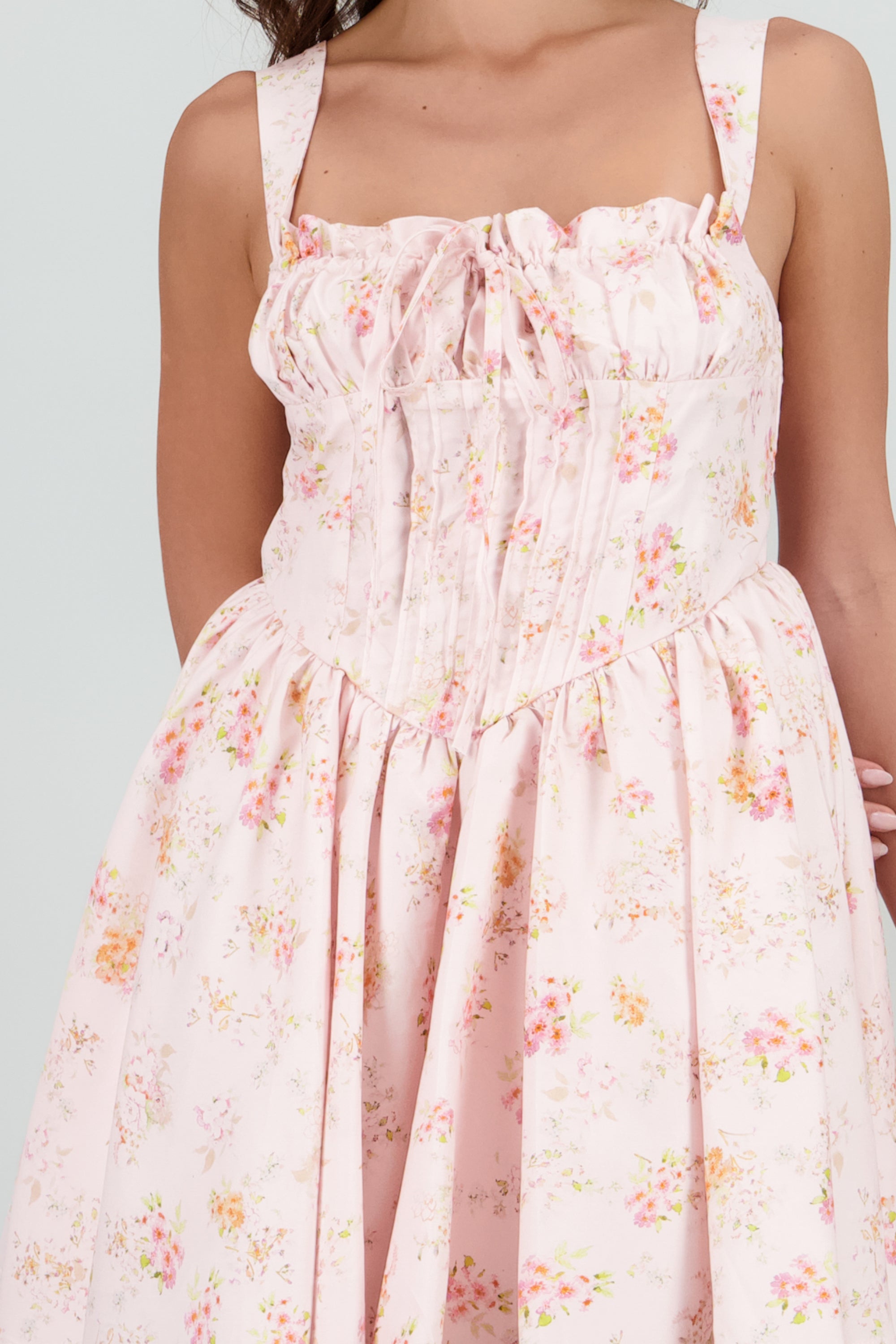 Vestido mini estampado flores ROSA COMBO