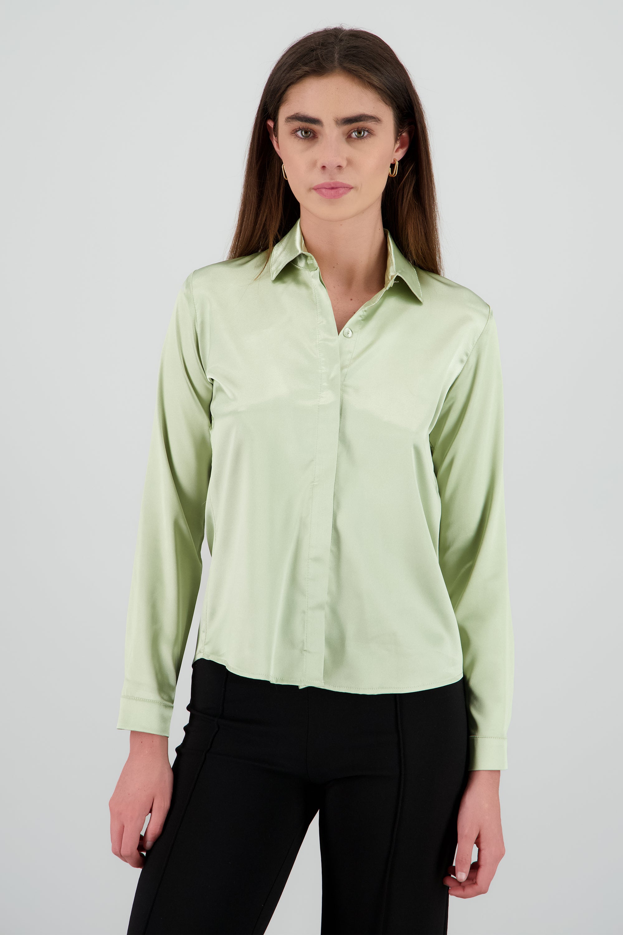 Camisa manga larga cuello detalle satinado SAGE