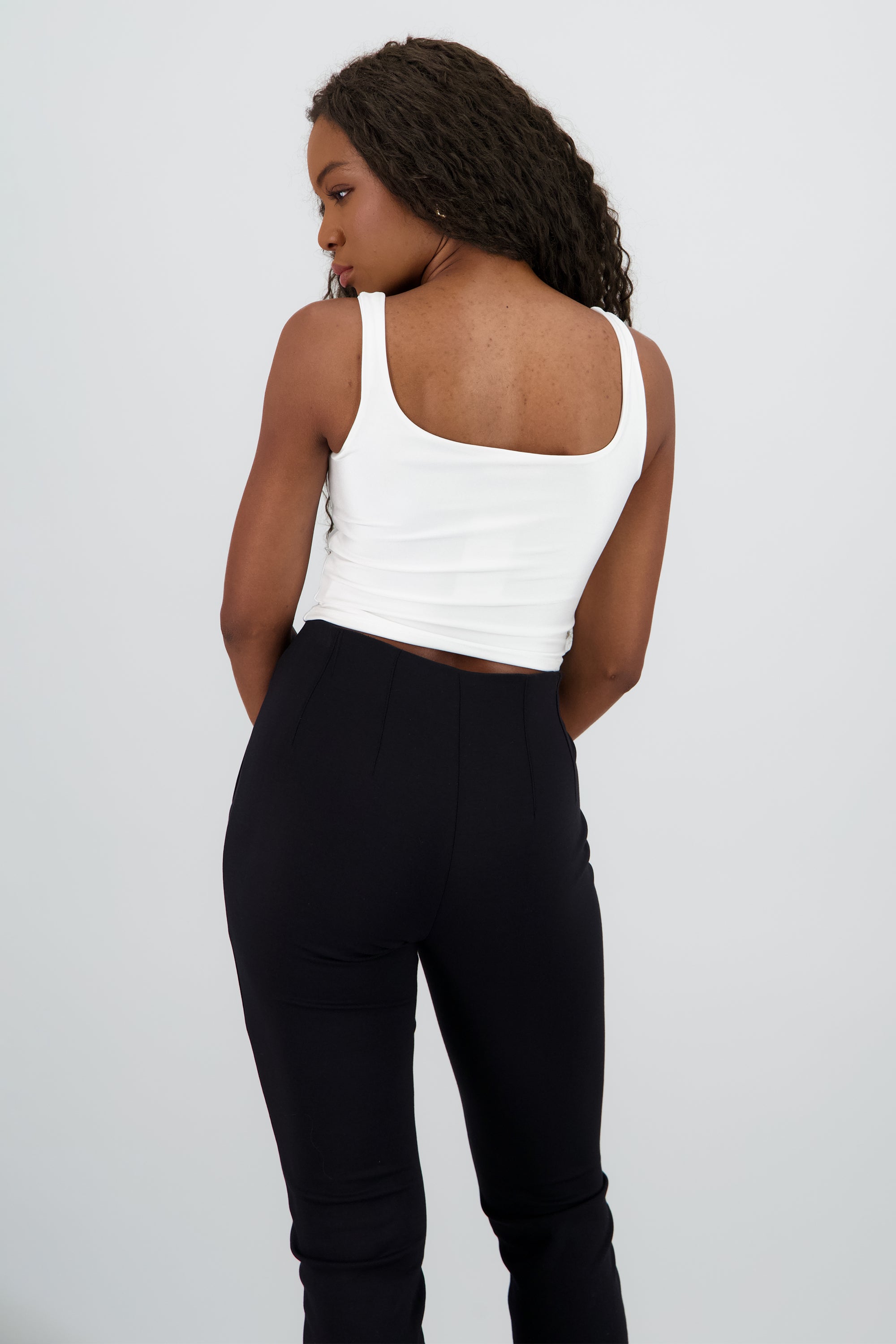 Top corto doble tela escote cuadrado tirantes BLANCO