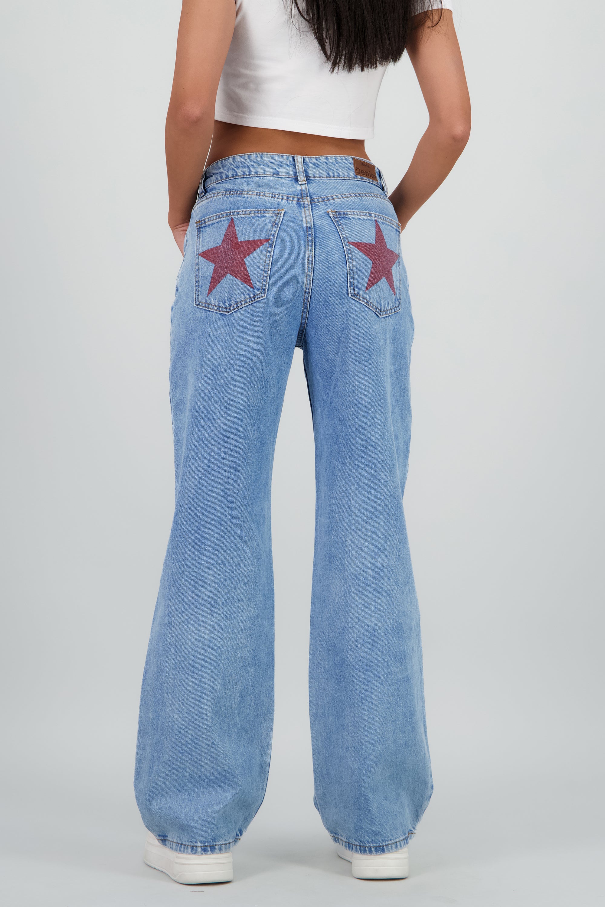 Jeans wide leg estrellas traseras ACID WASH