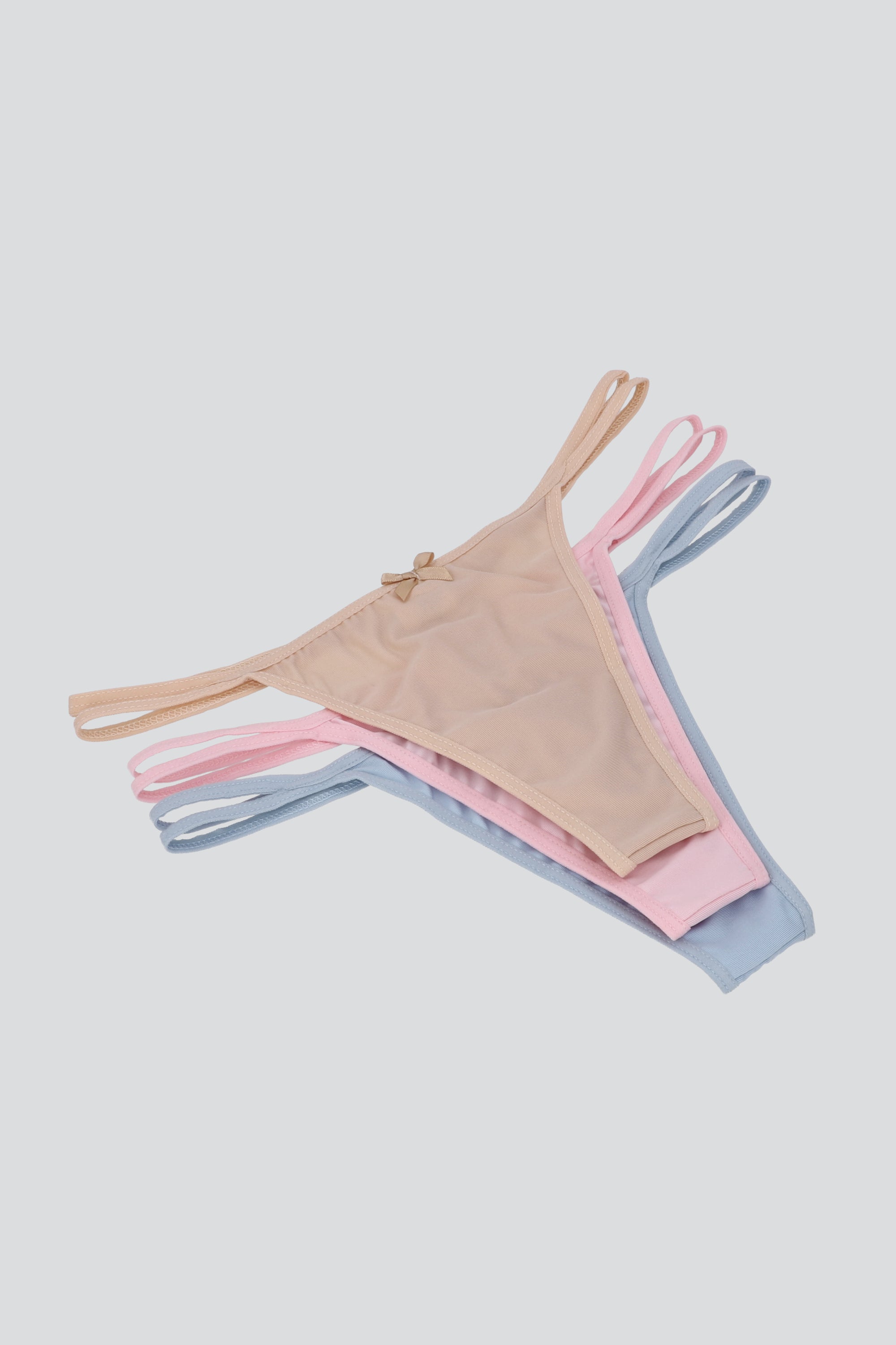 Tripack tanga moñitos tiras MULTICOLOR PASTEL