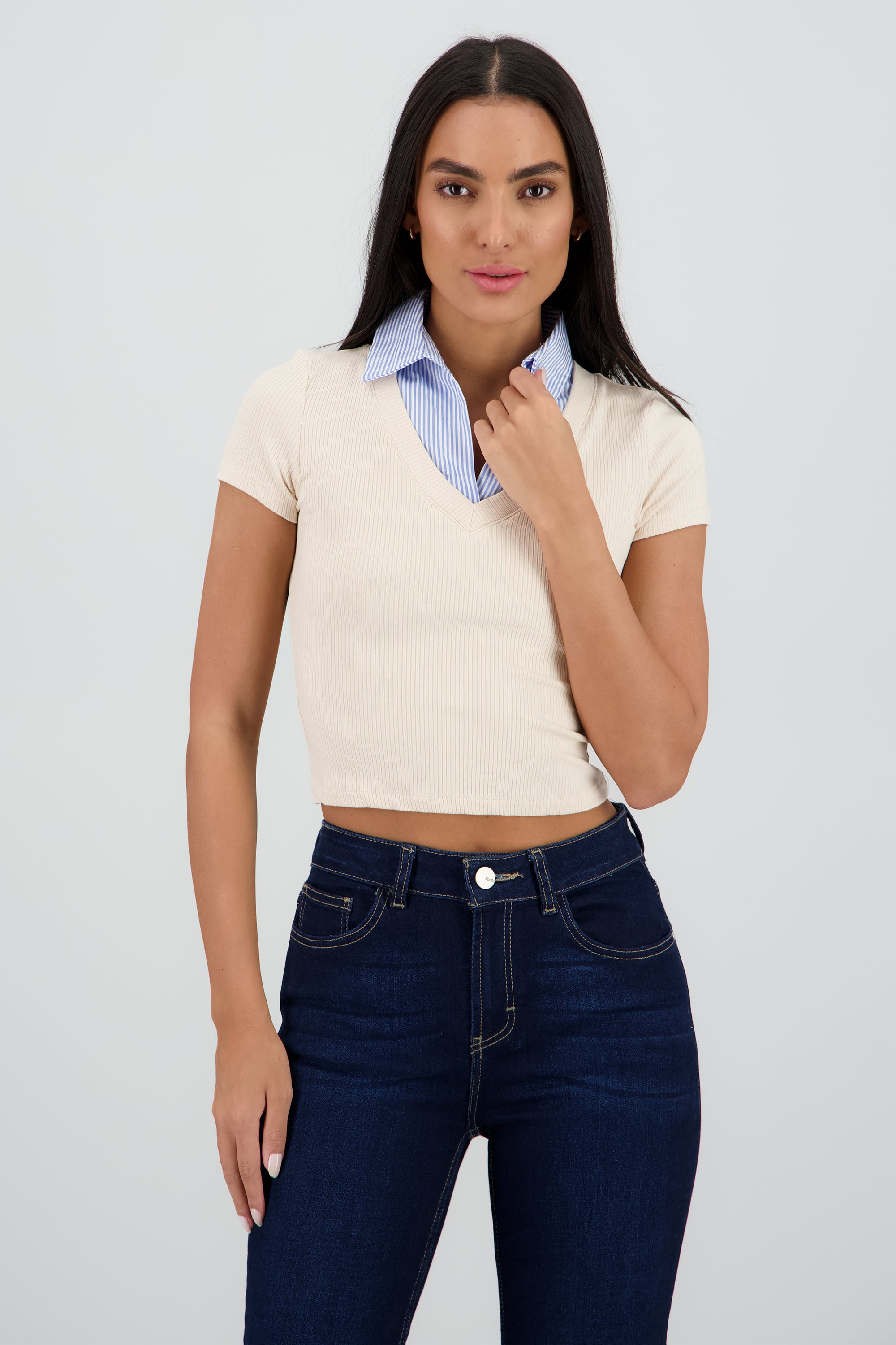 Top polo manga corta TAUPE