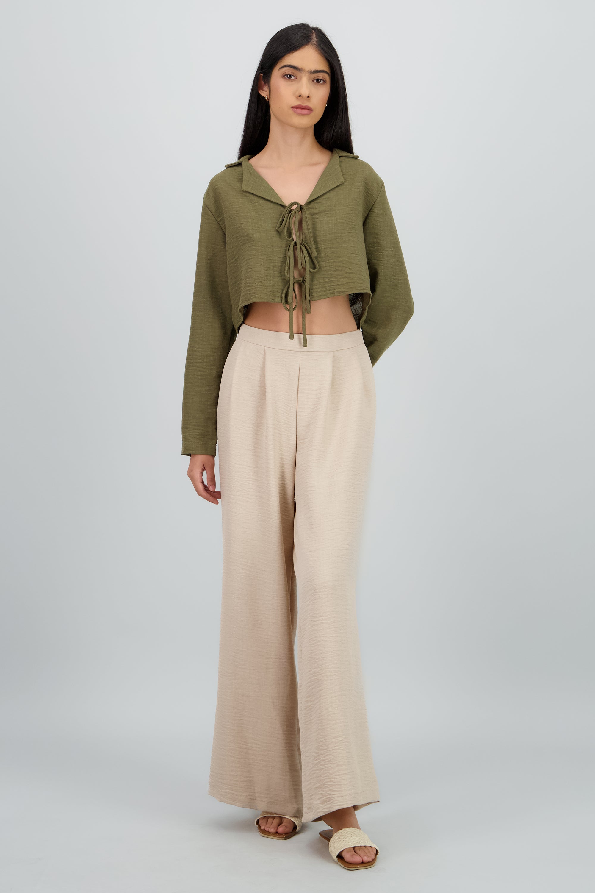 Pantalon amplio ligero pretina BEIGE