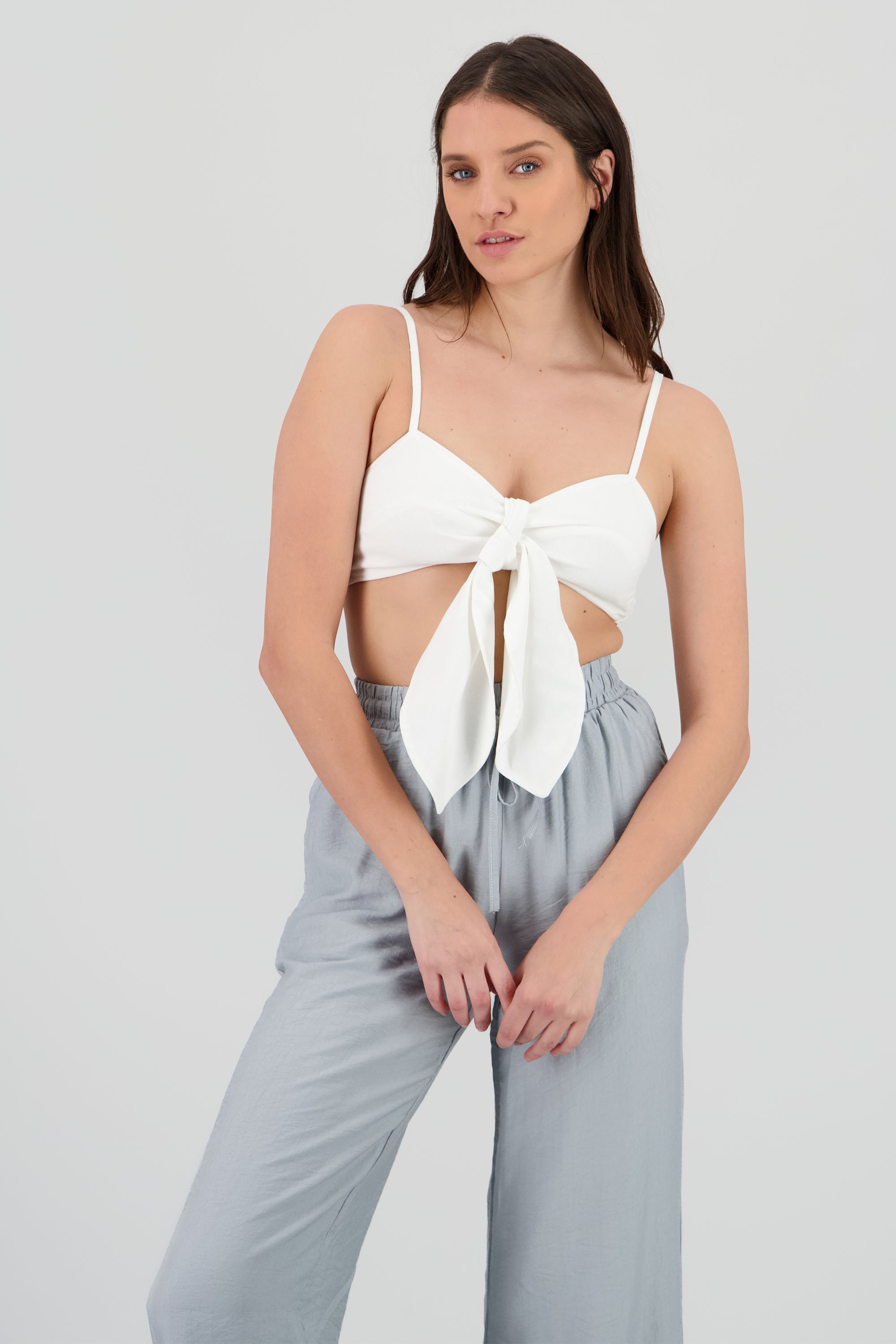 Top crop detalle nudo tirantes BLANCO