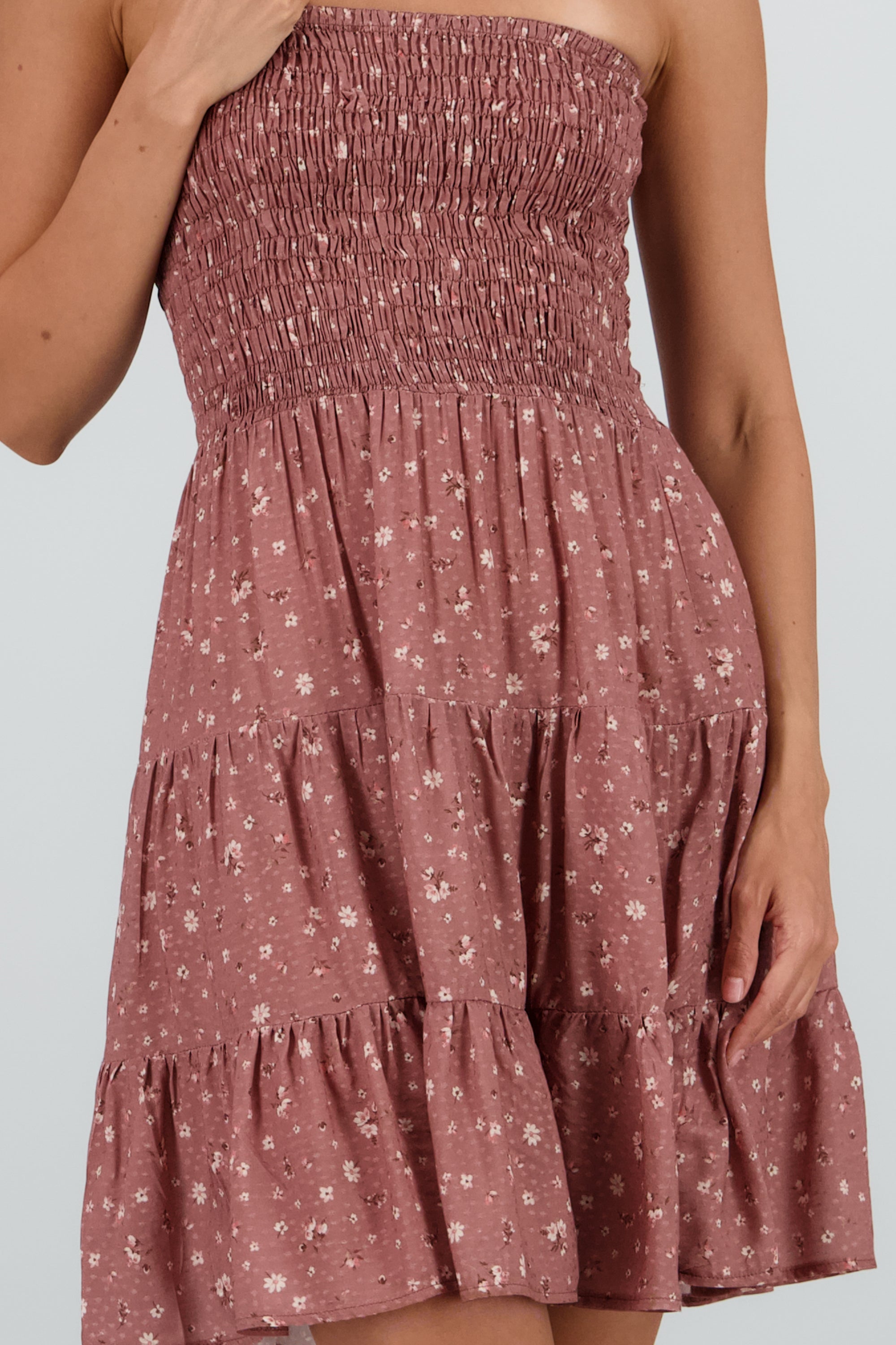 Vestido strapless con elastico CAFE COMBO
