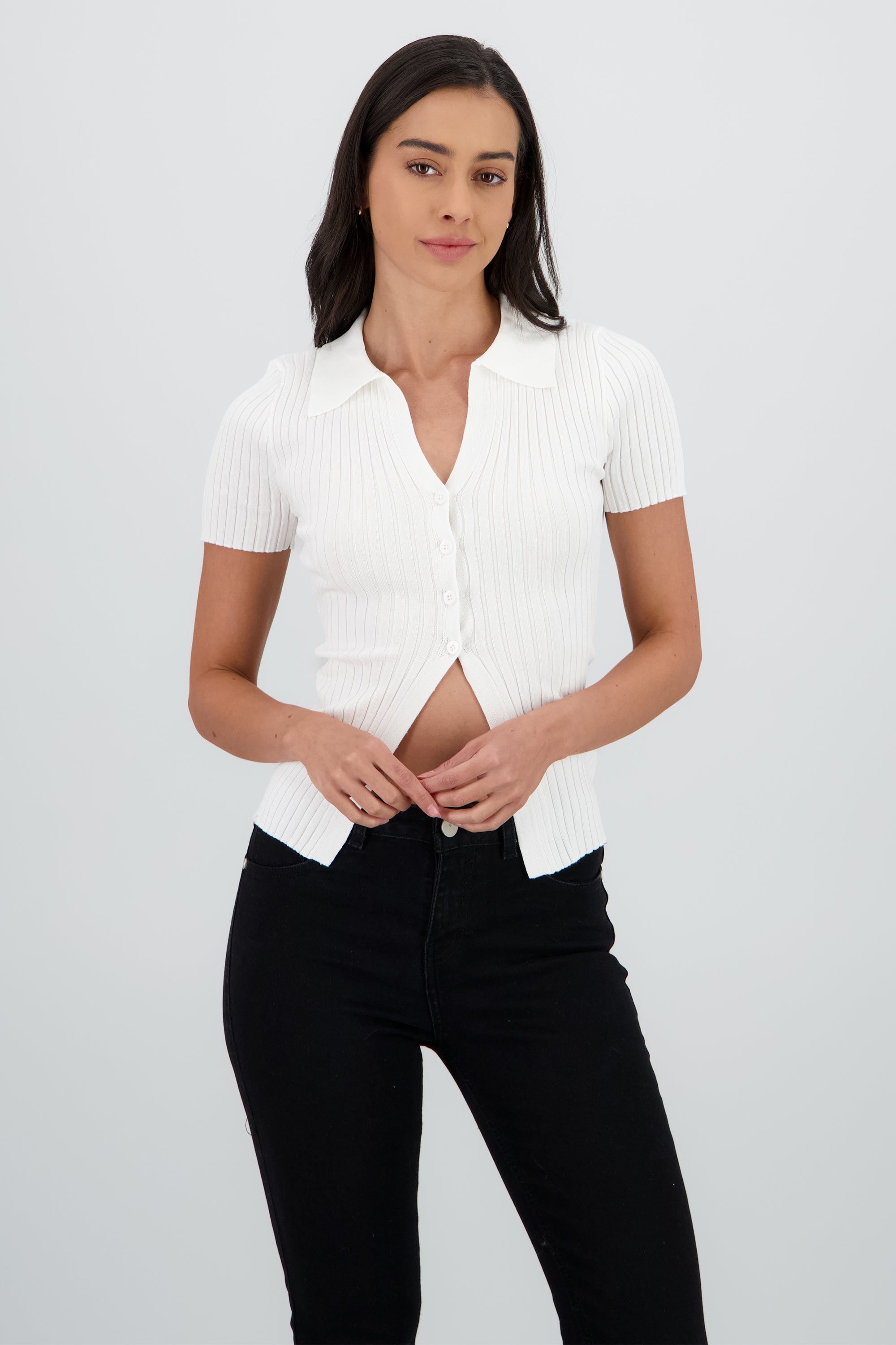 Polo manga corta tejido BLANCO