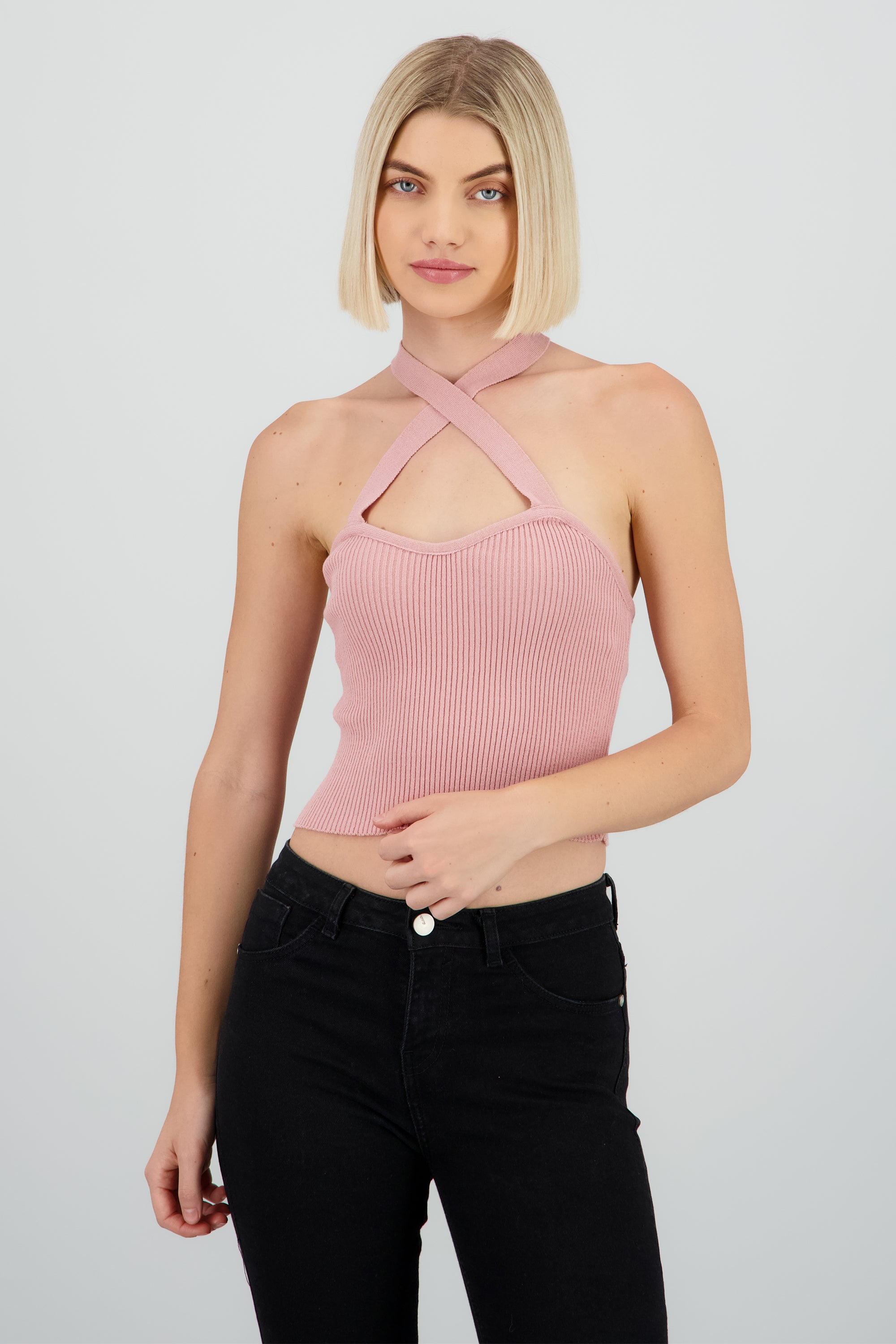 Top tejido detalle rayas PALO DE ROSA