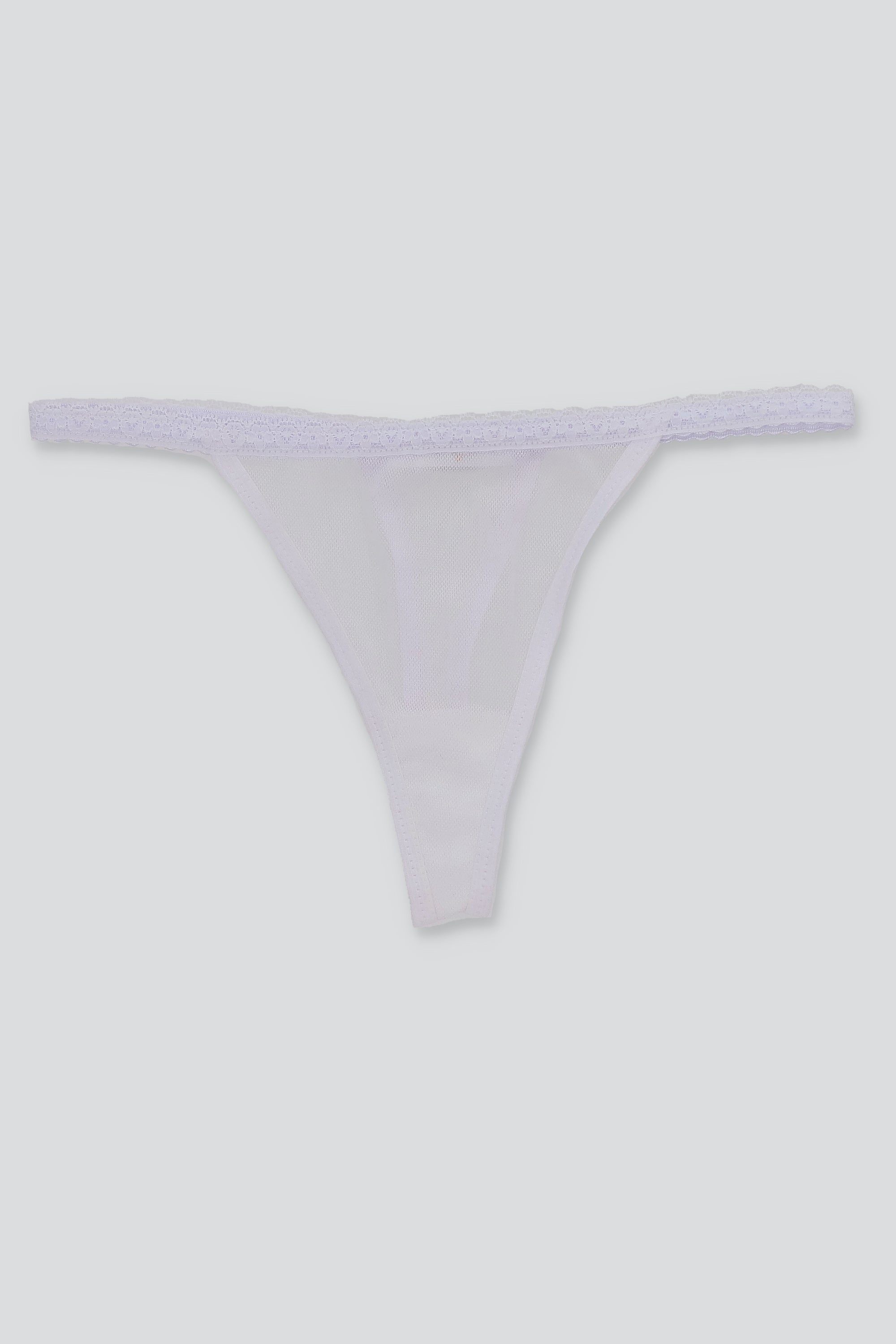 Tanga mesh liso encaje BLANCO